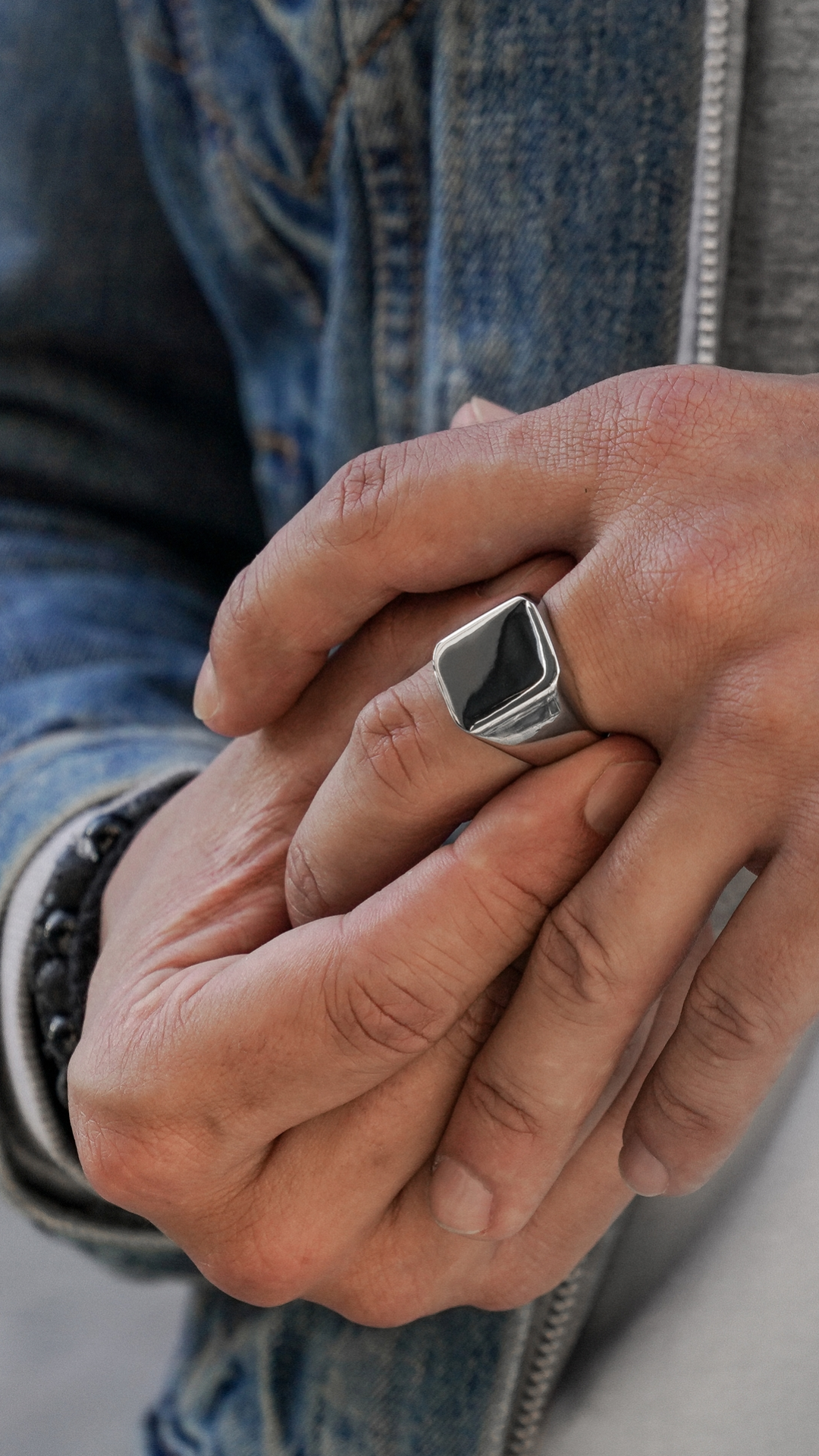 Silver-Tone Stainless Steel Square Signet Ring | In stock! | Lucleon