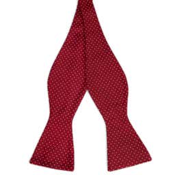 Red Polka Dot Silk Self-Tie Bow Tie