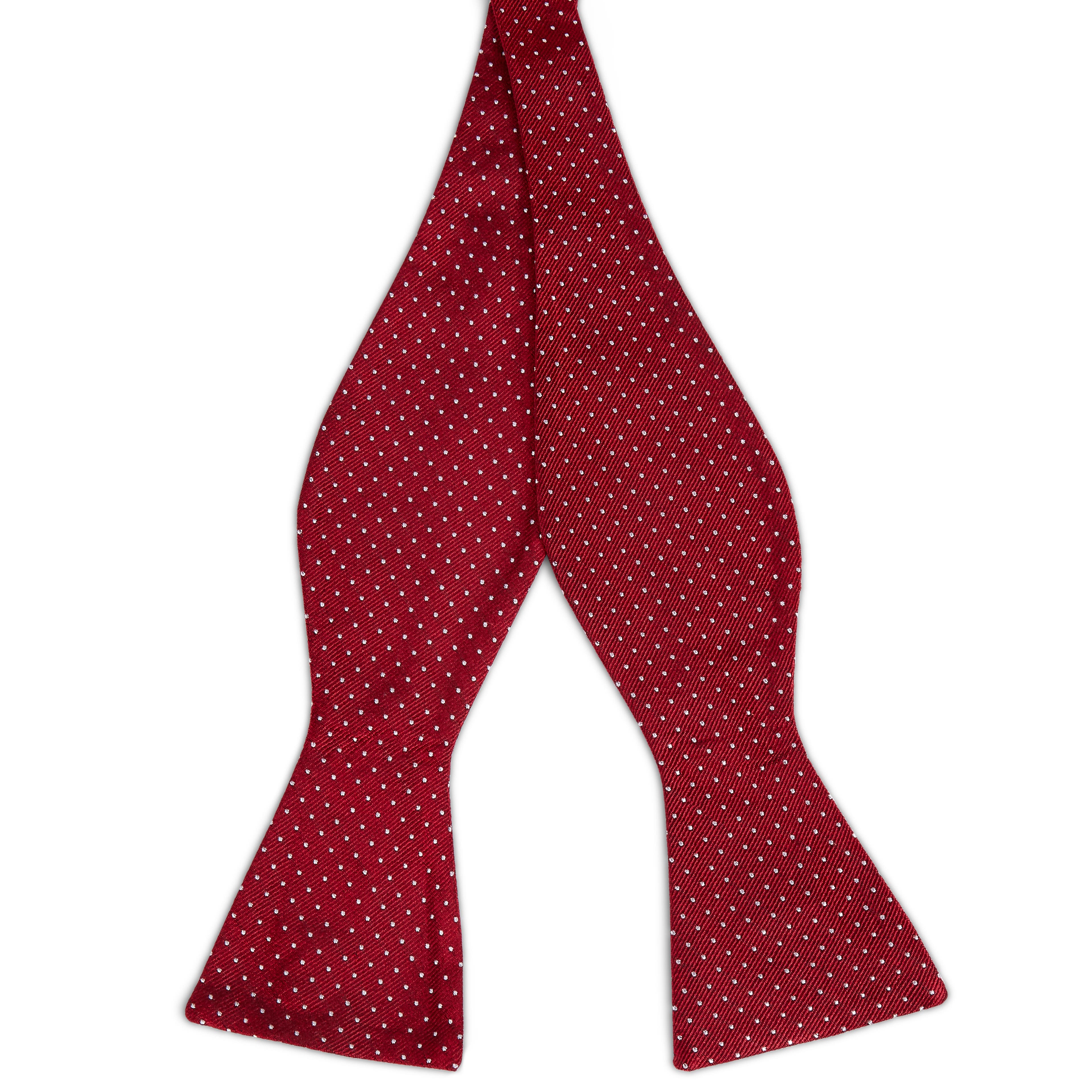 Papion self-tie din mătase roșu cu picățele