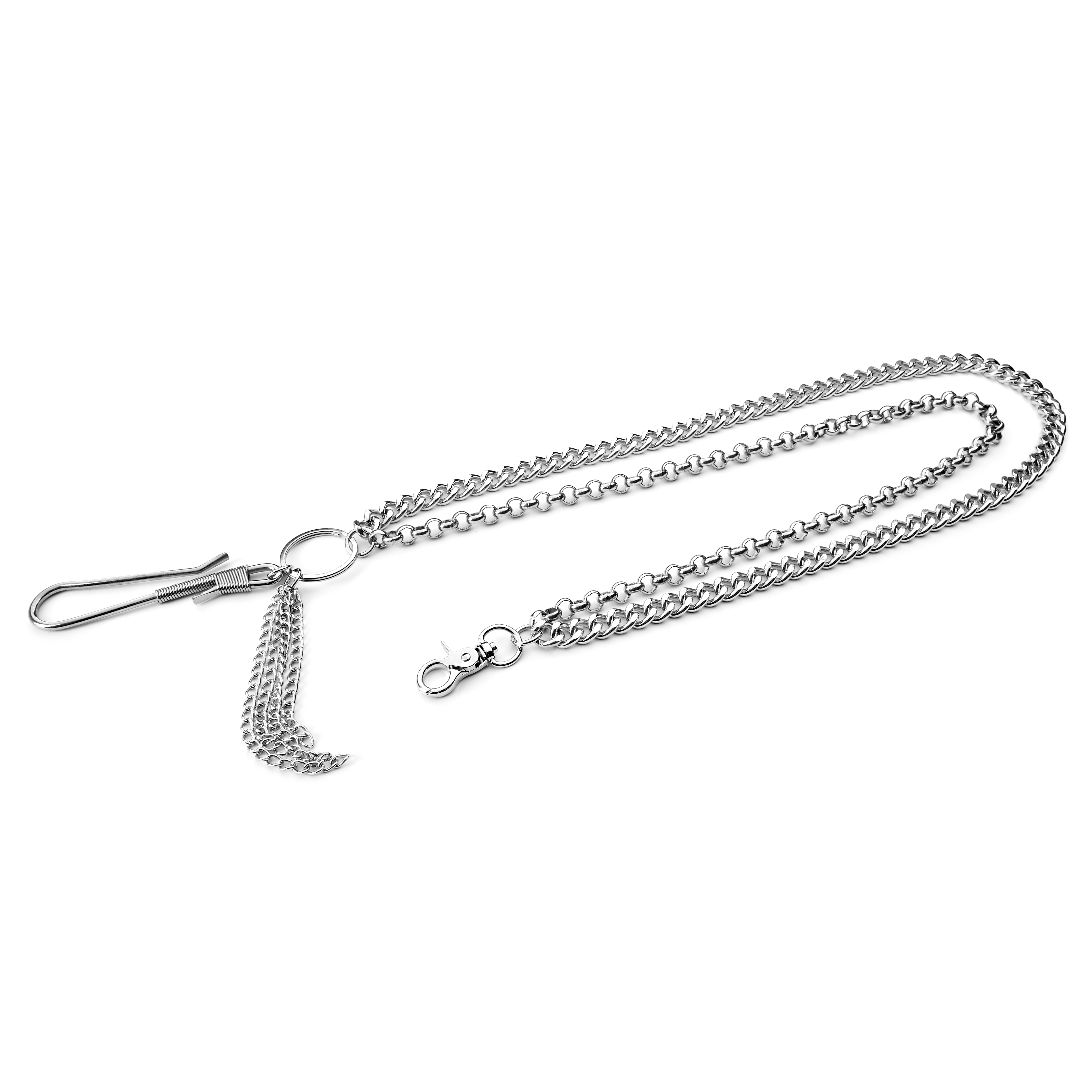 Silver-Tone Wallet Chain with Hook & Tassels - 2