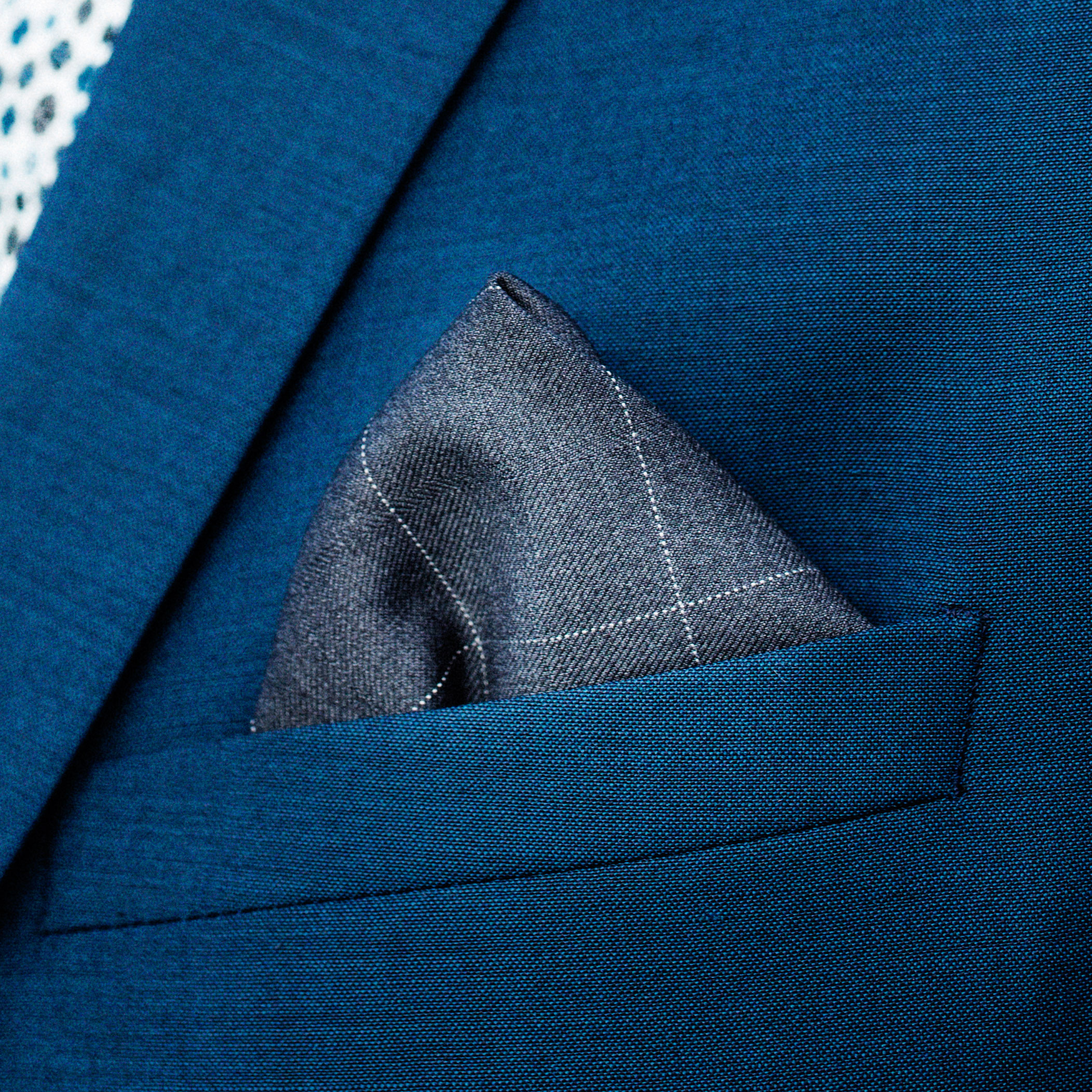 Dark Grey Chequered Pocket Square - 3
