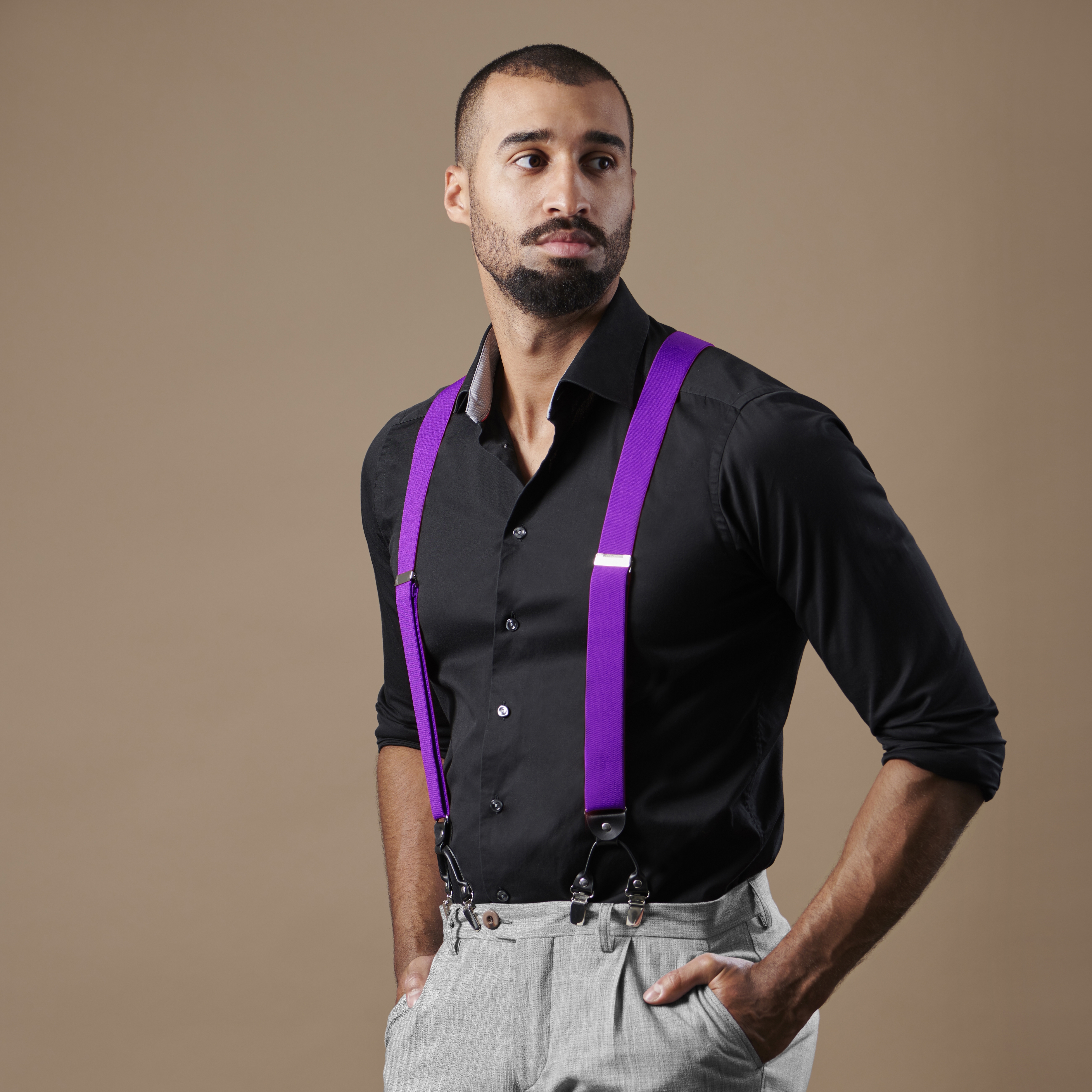 Wide Purple Clip-On Braces - 5