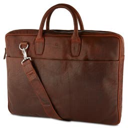 Montreal Double Zip Executive Tan Leather Bag