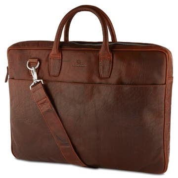 Montreal | Double Zip Executive Tan Leather Bag
