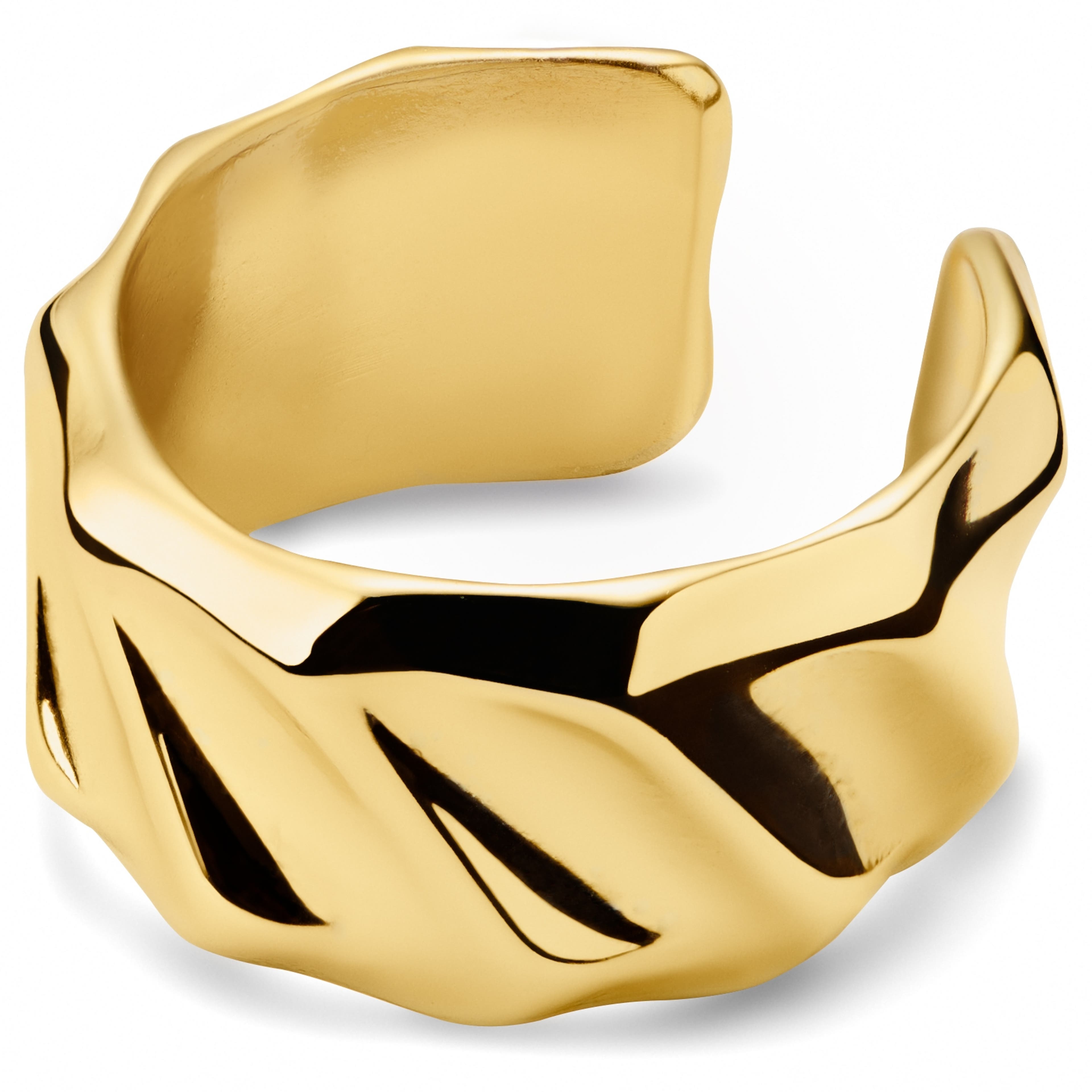 Helix | Cercel cu prindere tip cuff auriu cu model deformat, de 8 mm