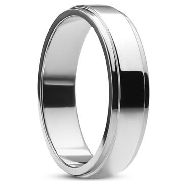 Ferrum | 6 mm Polished Silver-tone Stainless Steel Step Ring