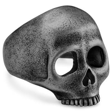 Aspero | Szürke rozsdamentes acélgyűrű, koponyával