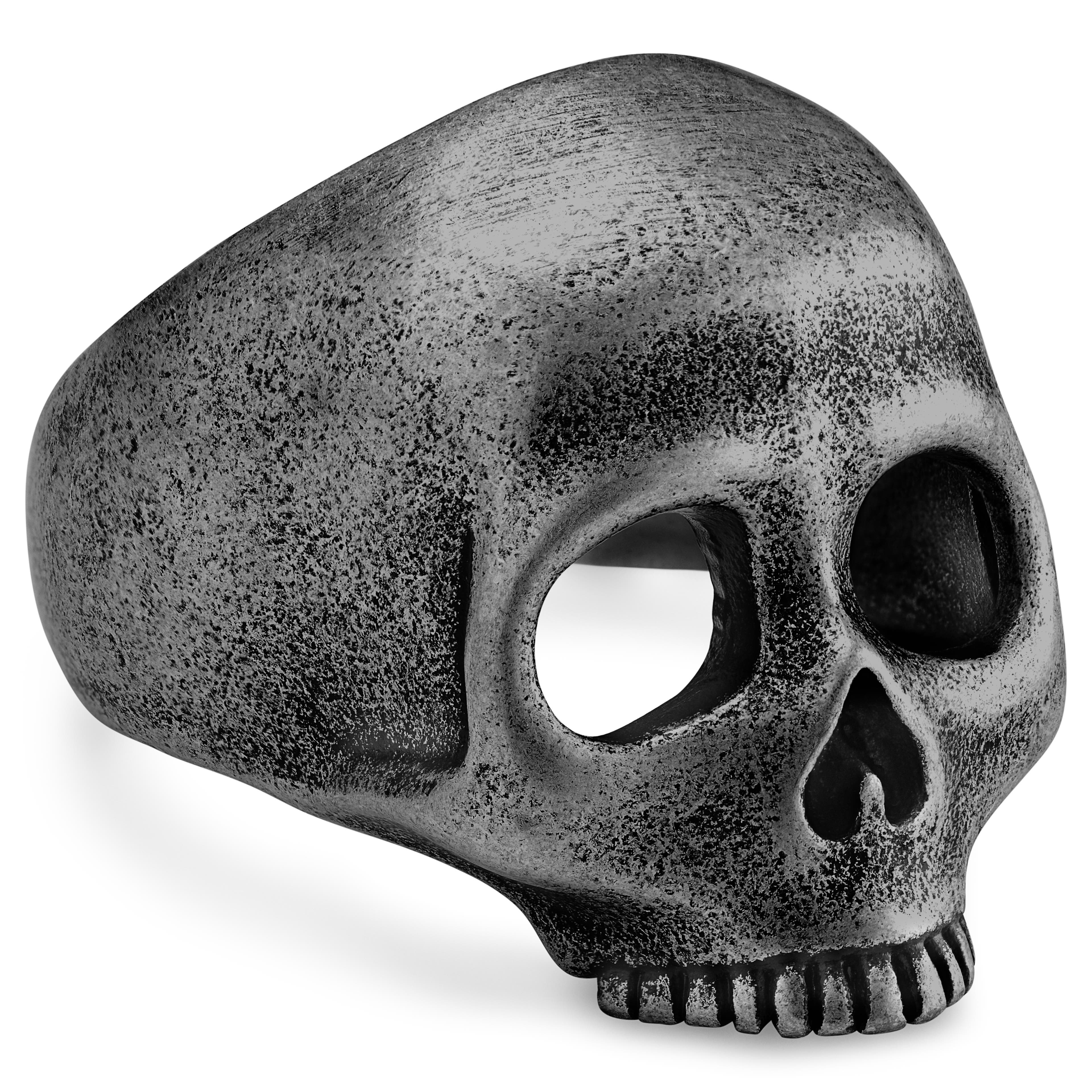 Aspero | Grey Stainless Steel Skull Signet Ring