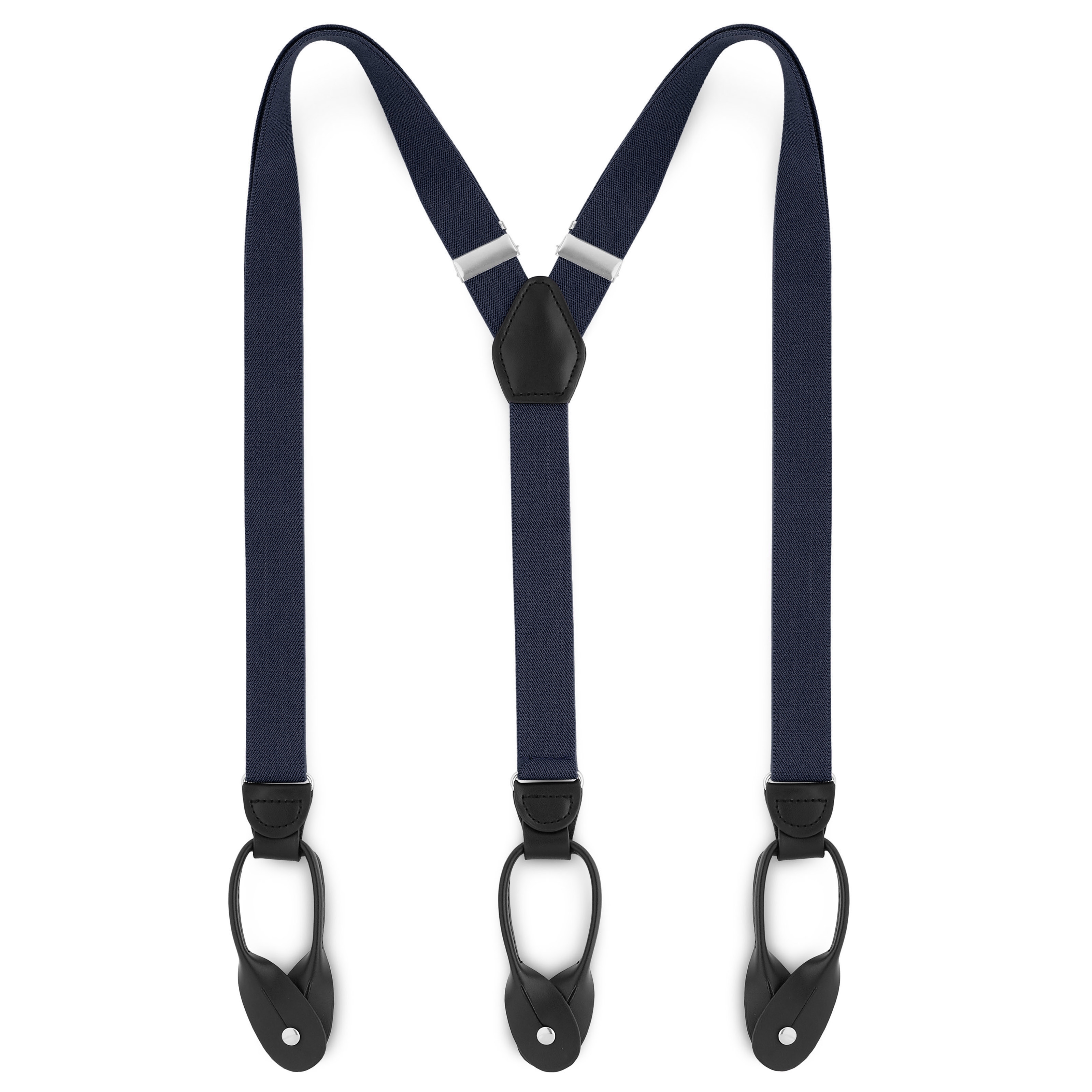 Slim Midnight Blue Split Button Braces - 1