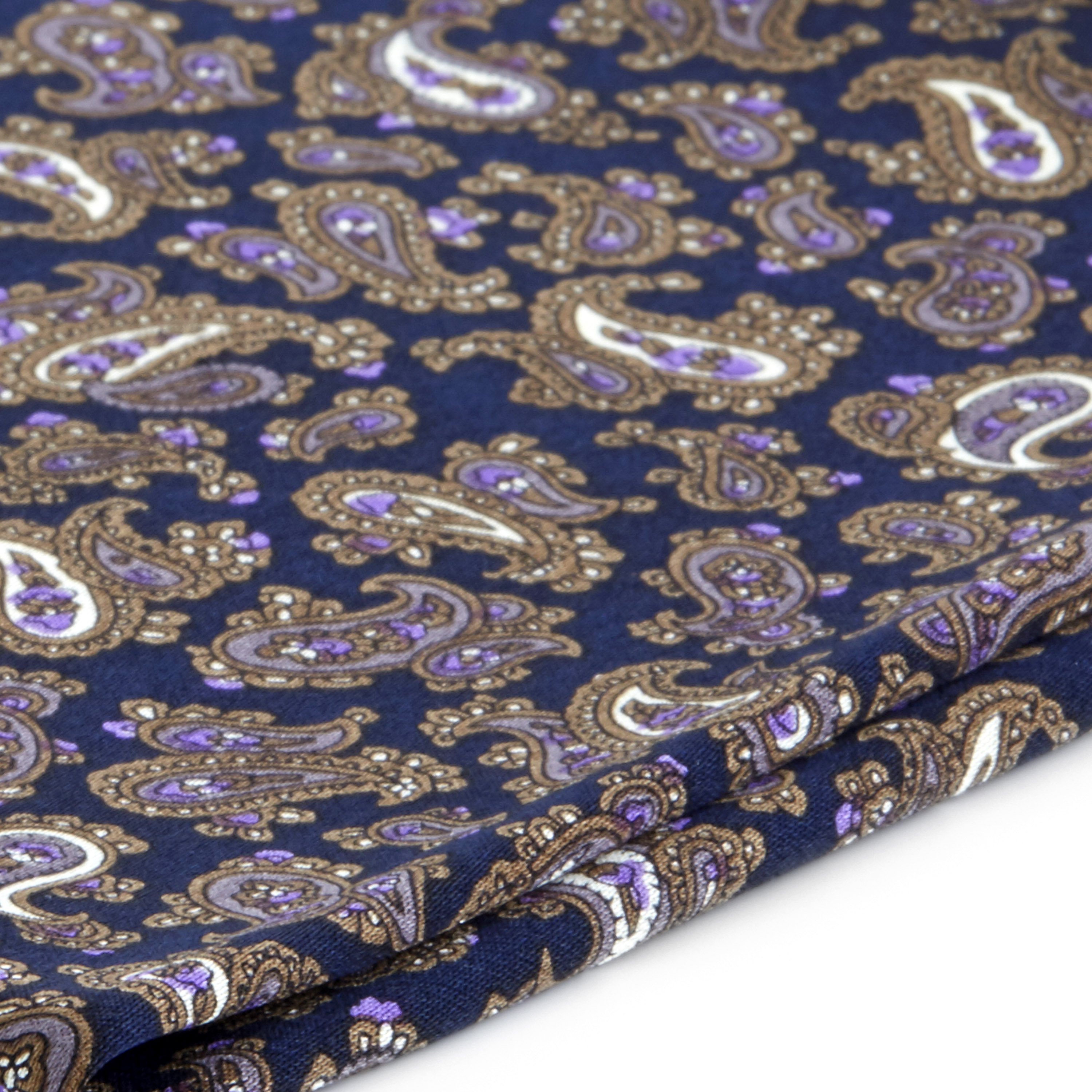 Brown & Purple Paisley Silk Pocket Square - 2
