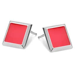 Square Silver-Tone & Soft Red Copper Button Covers