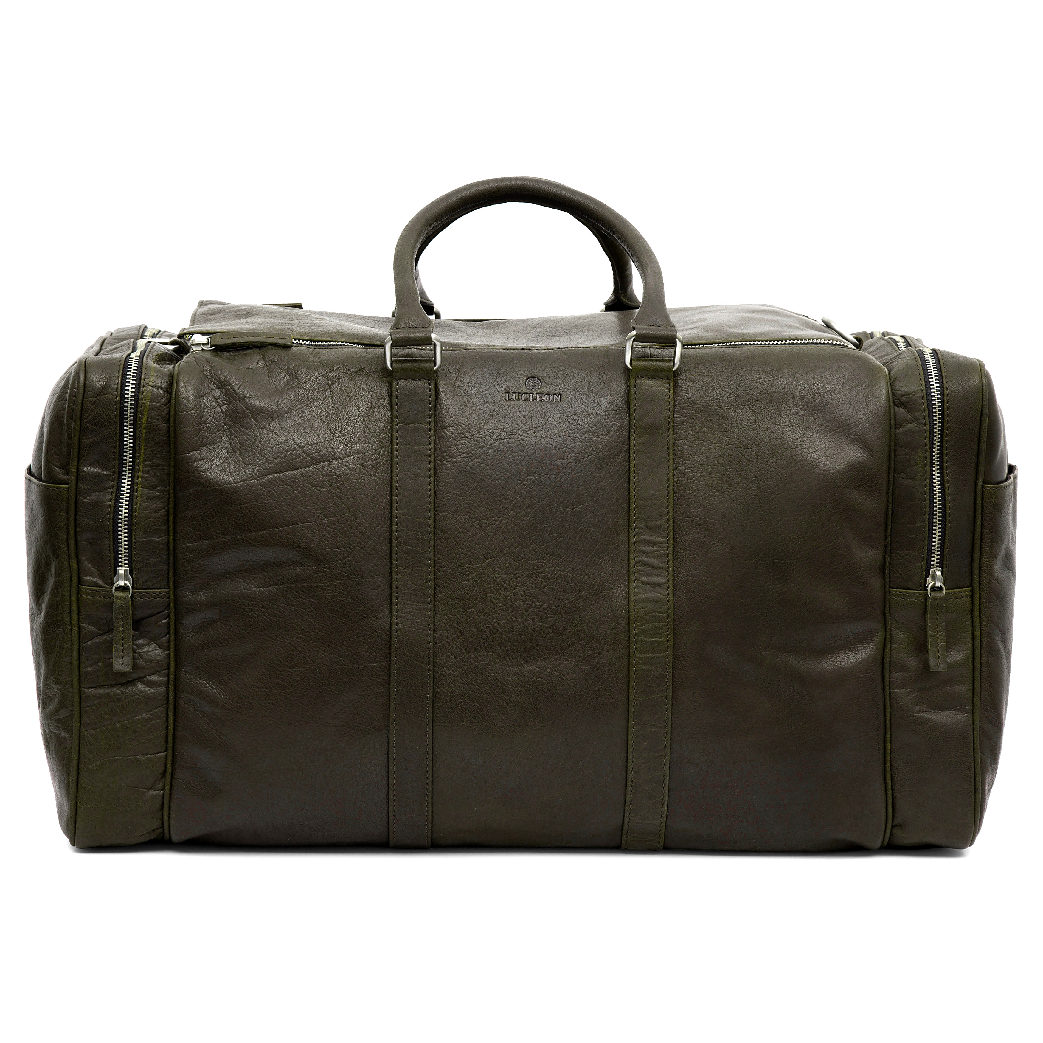 Montreal Stor Olivgrön Weekenderväska i Läder - 2