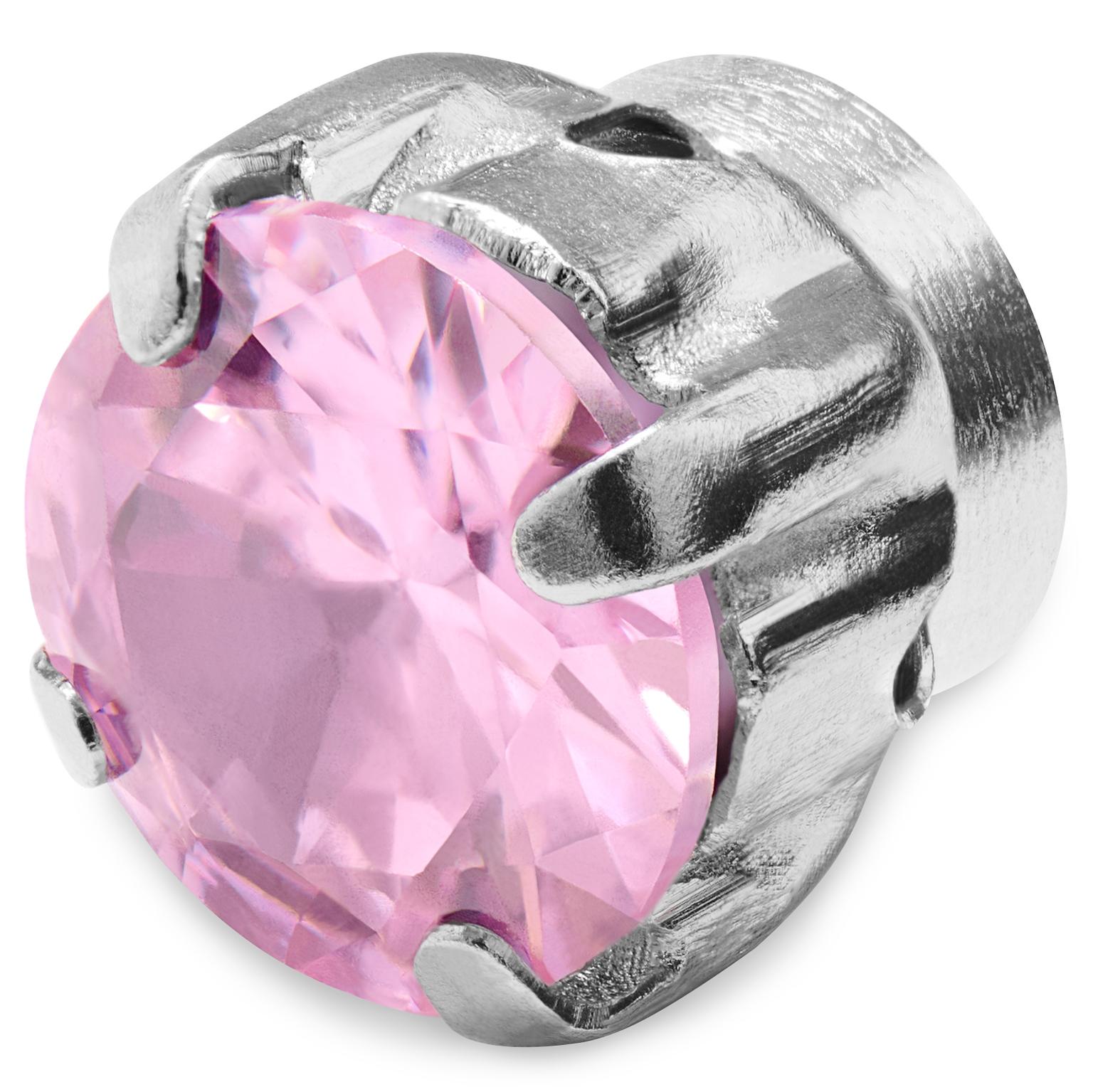 Kolczyk magnetyczny z różowym kryształem 6 mm Kolczyk magnetyczny z różowym kryształem 6 mm