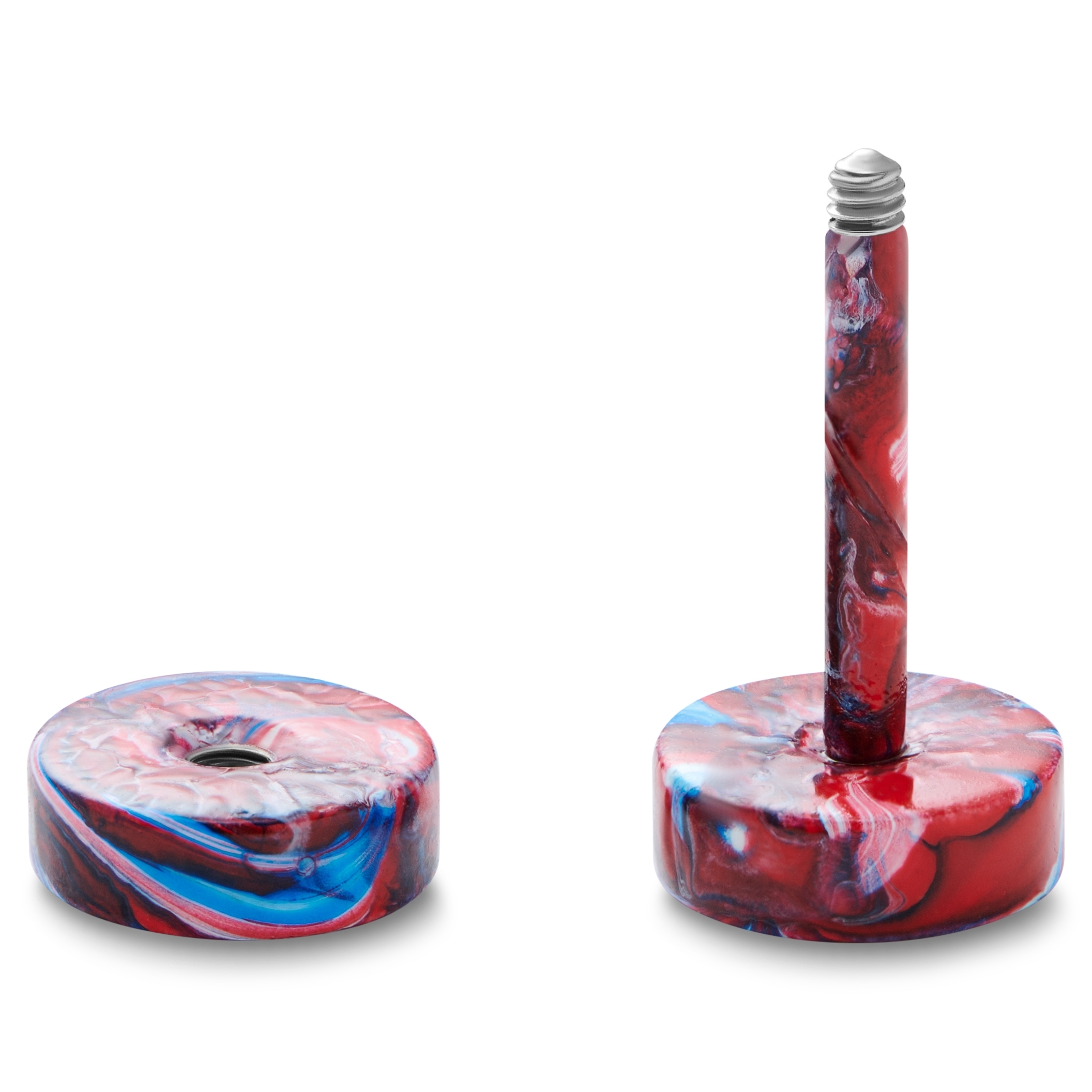 Satago | Orecchino a bottone finto plug dilatatore da 6 mm in acciaio inossidabile multicolore - 2