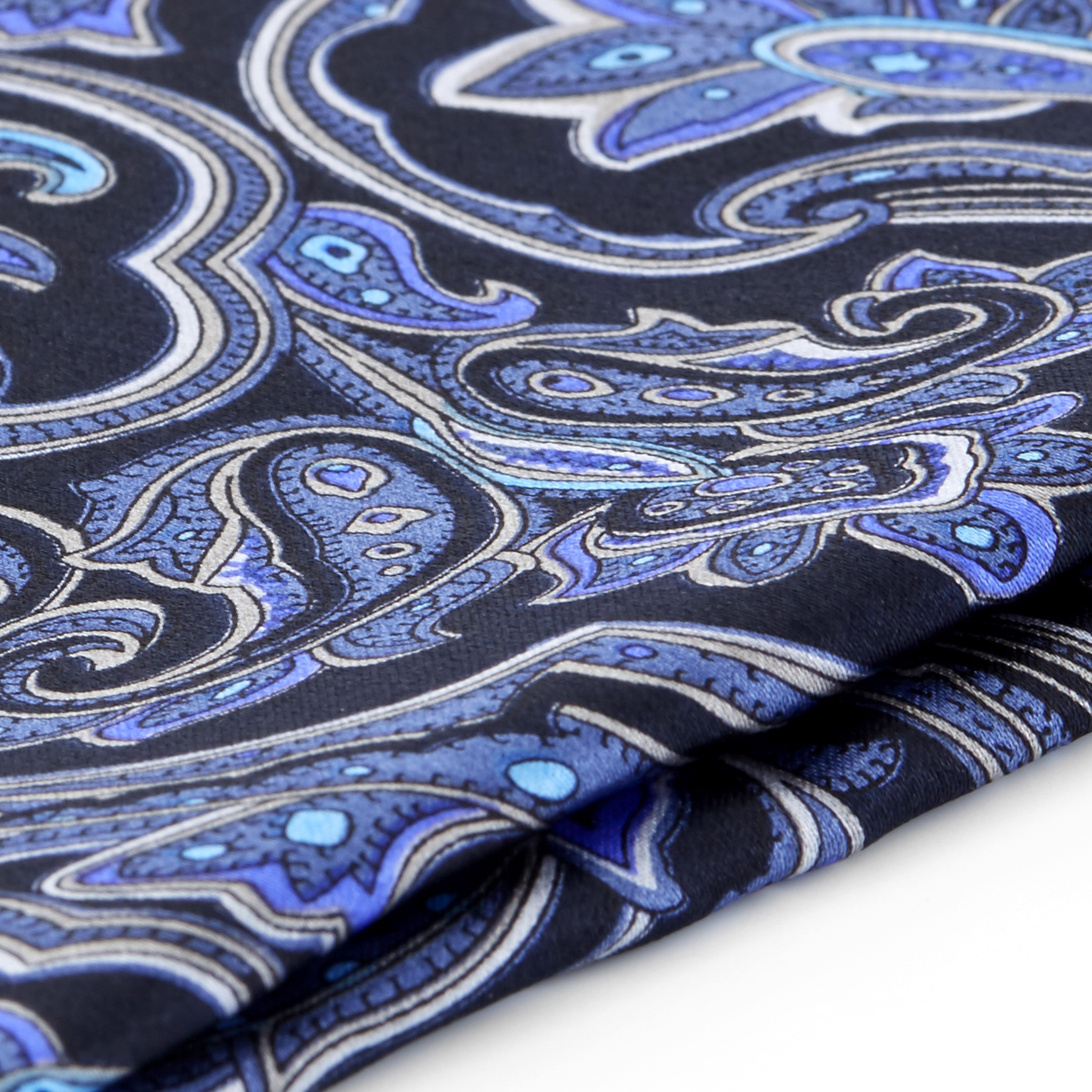 Blue Baroque Silk Pocket Square - 2