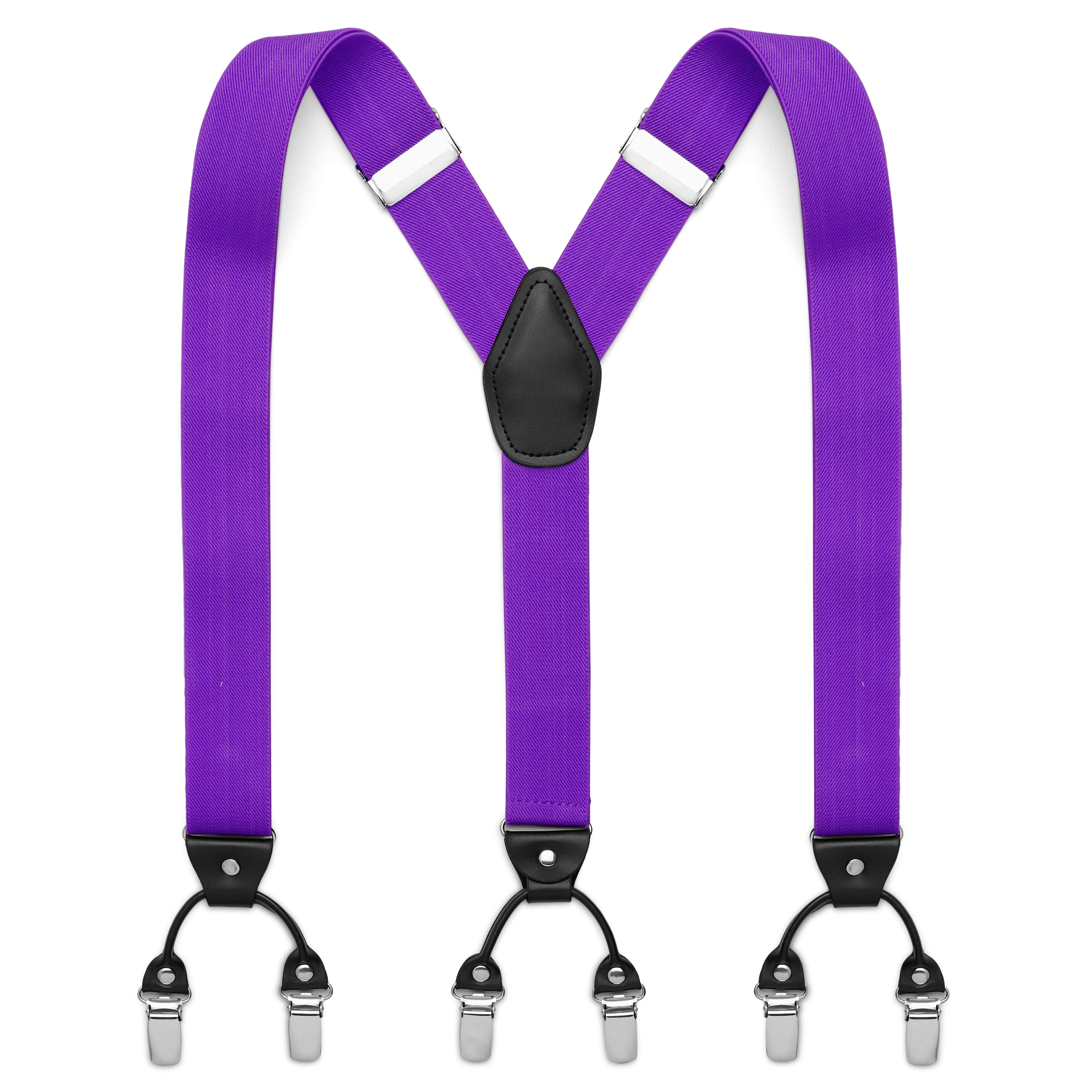 Wide Purple Clip-On Suspenders