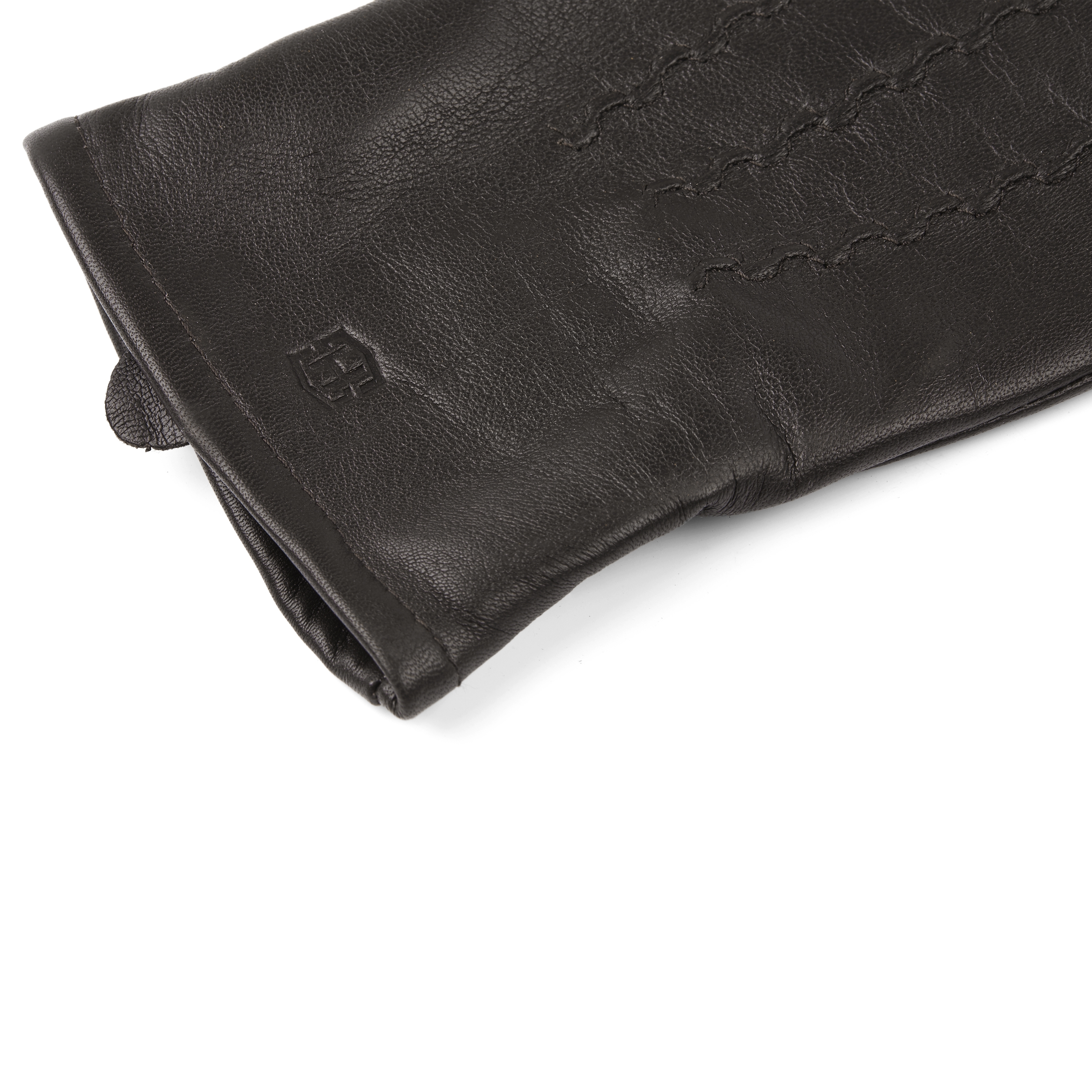 Gants au poignet en cuir de mouton marron foncé pour écran tactile - 2