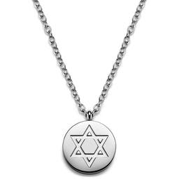 Unity | Silver-tone Stainless Steel Star of David Circle Necklace
