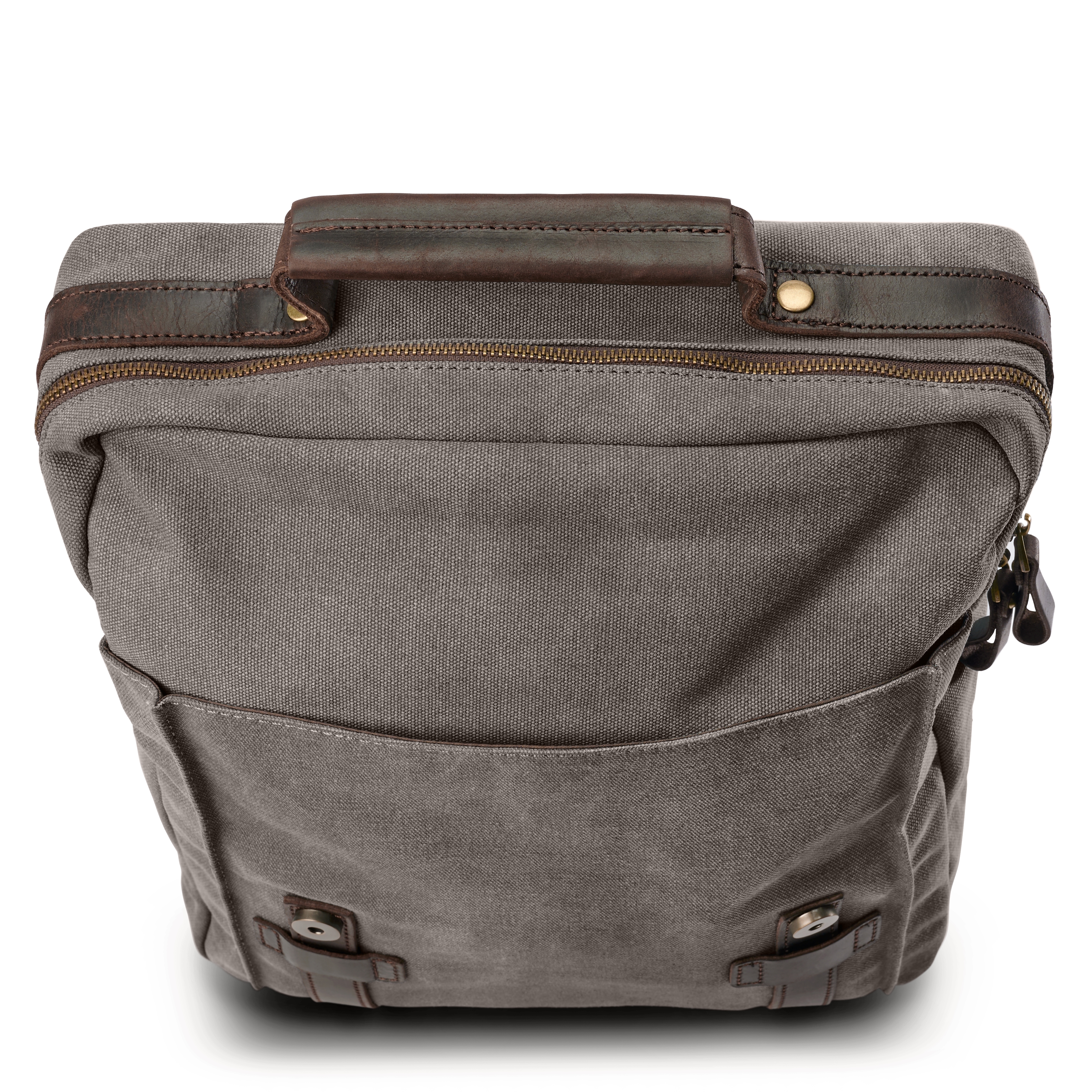 Vintage-Rucksack aus Kohle grauem Canvas und dunklem Leder - 6