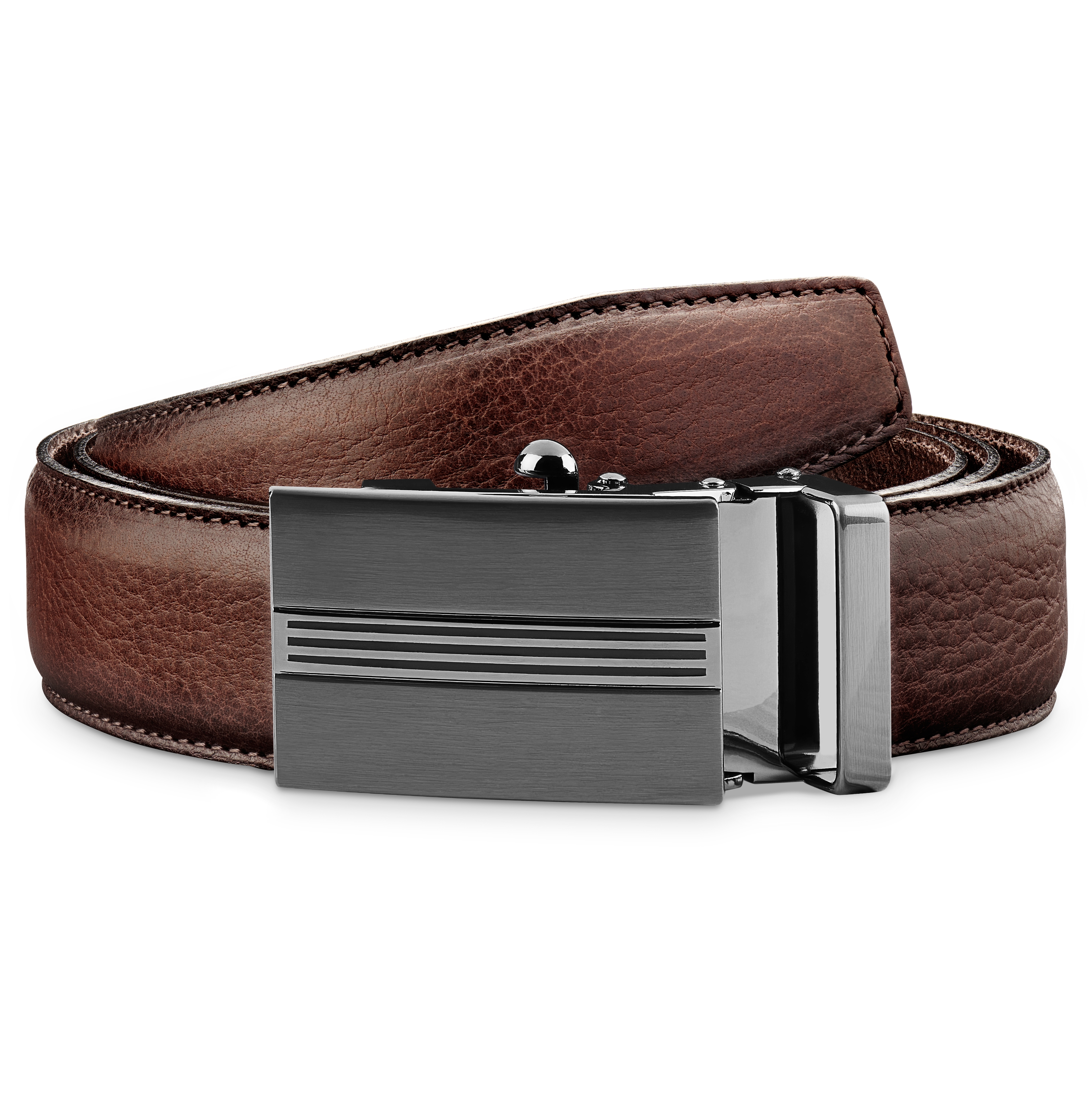  Ceinture automatique marron en croûte de cuir à finition vintage - 1