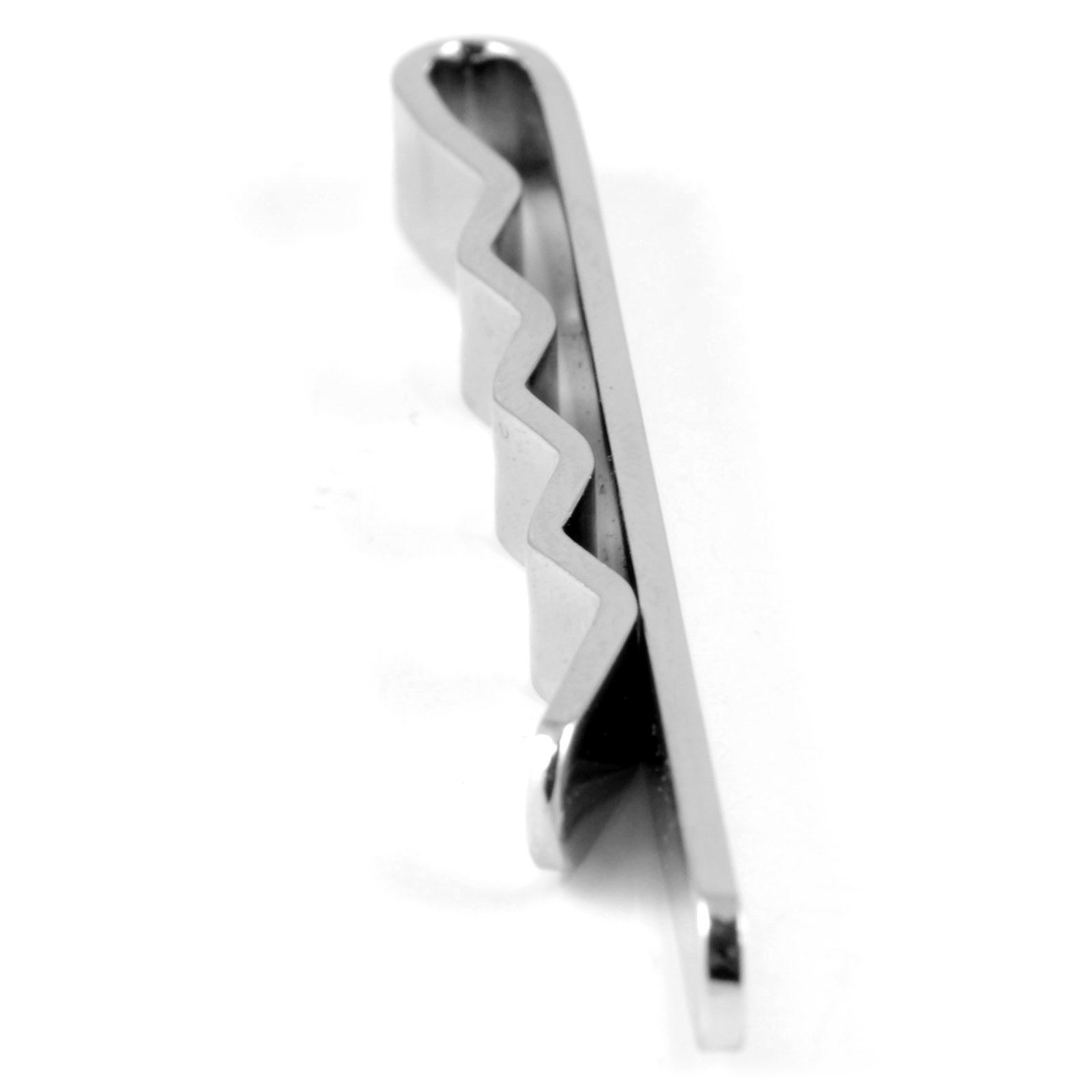 Polished Silver-Tone 2 1/8" (5.5 cm) Rounded Tie Bar - 3