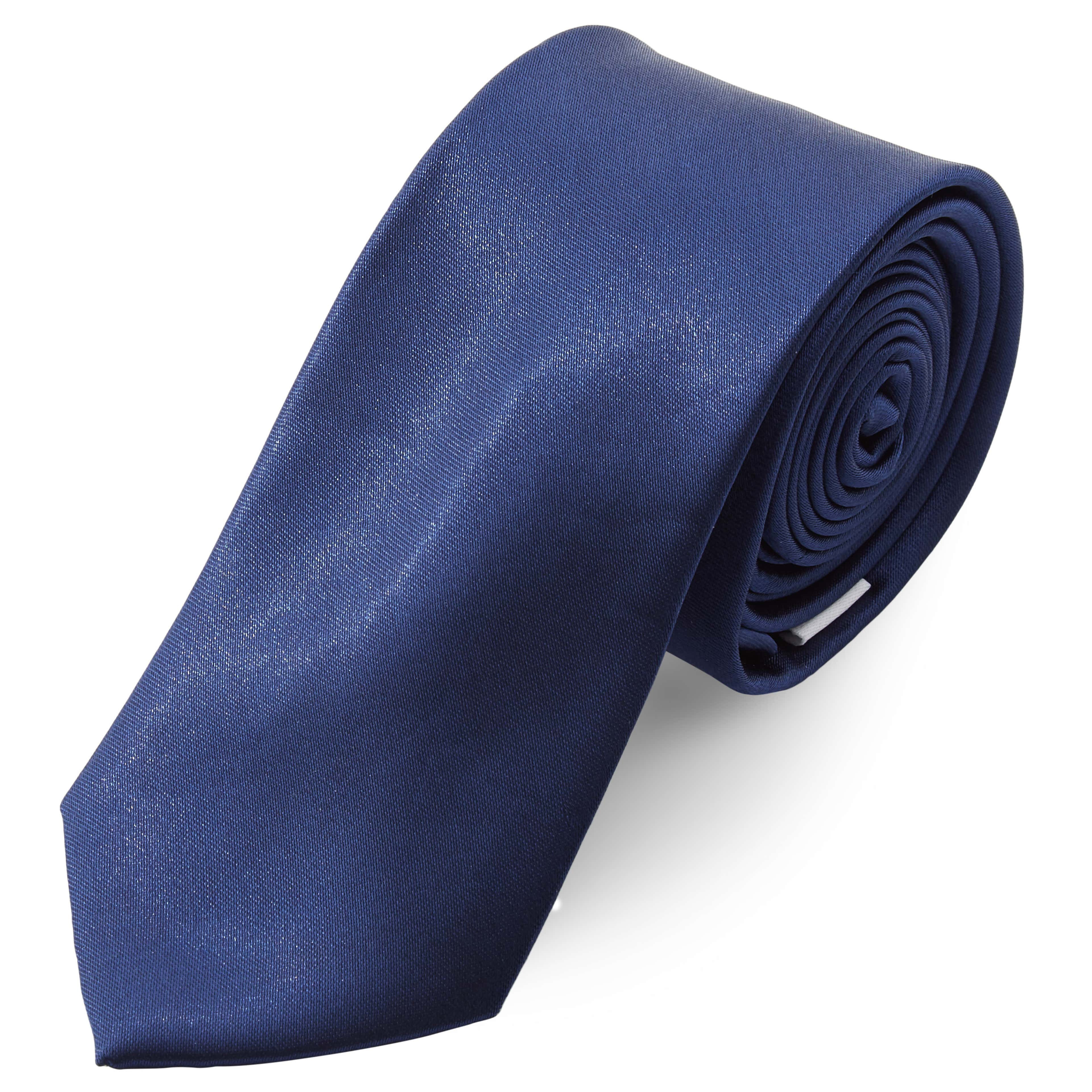 Shiny Navy Blue 6cm Basic Tie - 1 - primary thumbnail small_image gallery