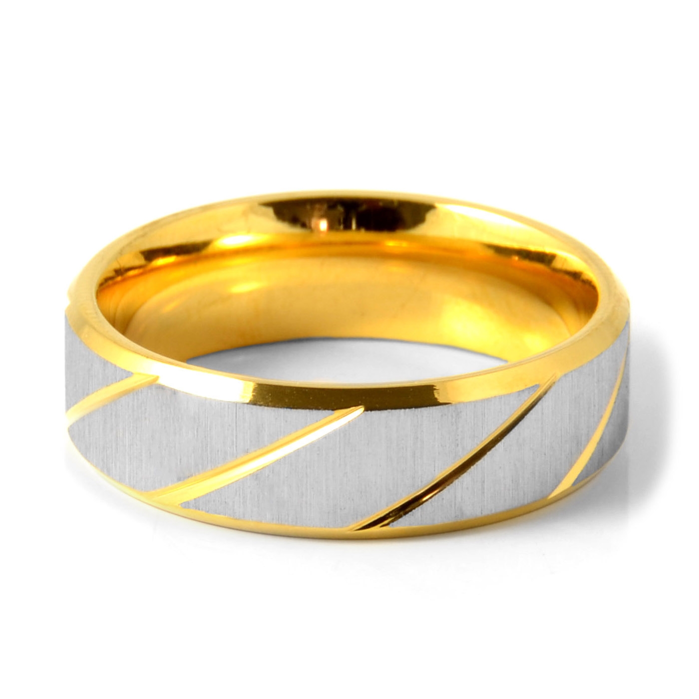 Srebrno-złoty stalowy pierścień Fast Lane - 2