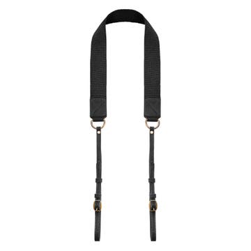 Kamerastropp for Halsen | Sort vintage bomull og skinn Kamerastropp for Halsen | Sort vintage bomull og skinn