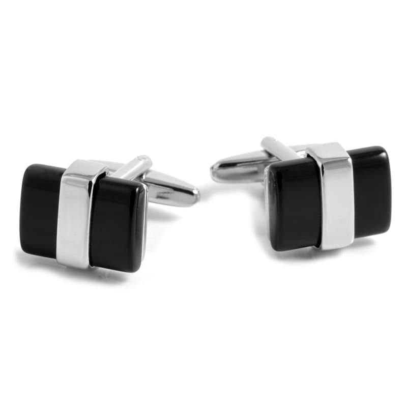 Black Bar & Silver-Tone Cufflinks Black Bar & Silver-Tone Cufflinks