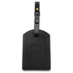 Luggage Tag | Black Full-Grain Buffalo Leather | Rounded