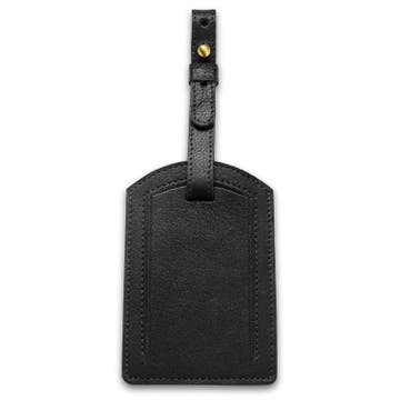 Luggage Tag | Black Full-Grain Buffalo Leather | Rounded Luggage Tag | Black Full-Grain Buffalo Leather | Rounded