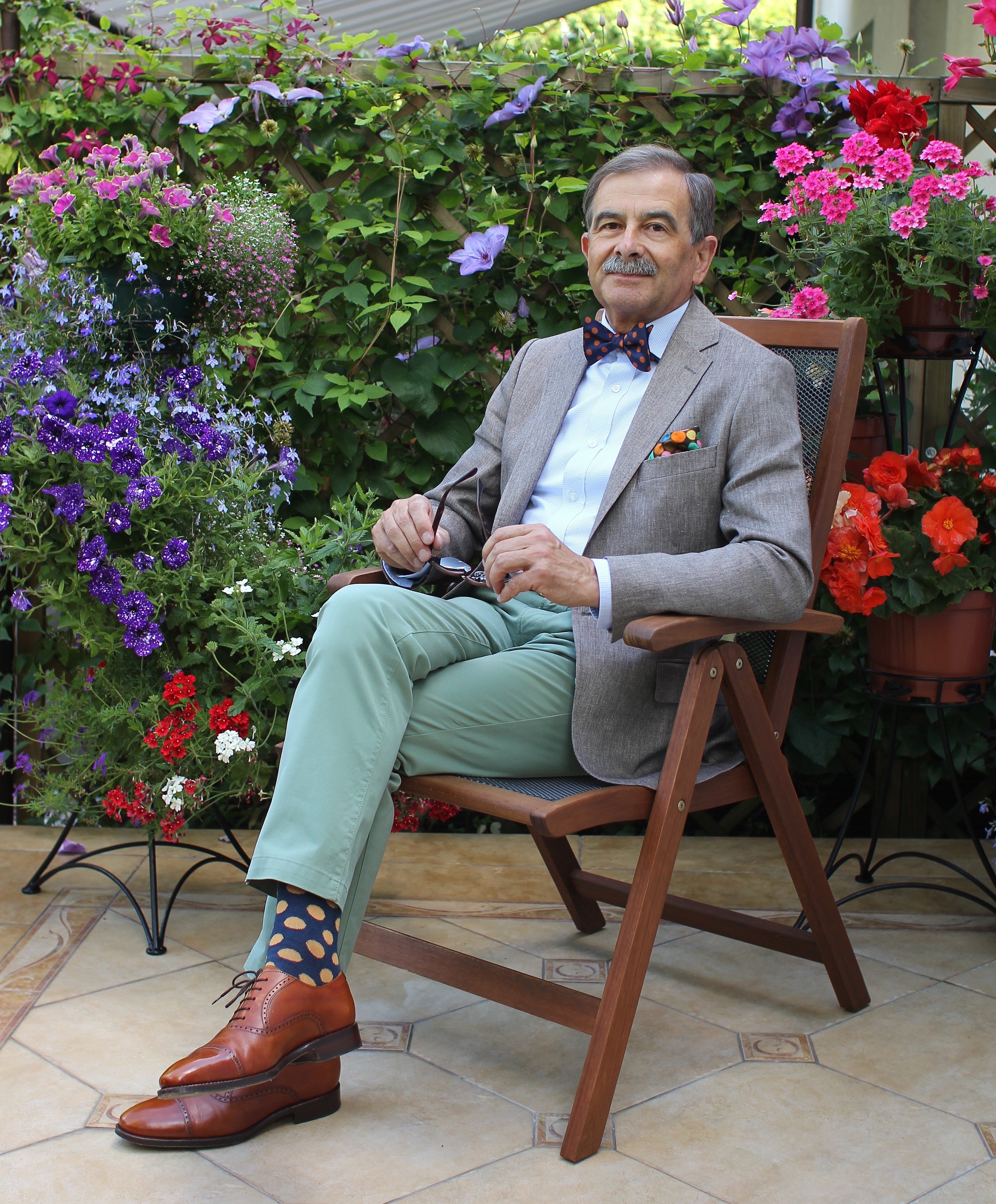 Navy Blue & True Orange Polka Dot Silk Self-Tie Bow Tie - 4