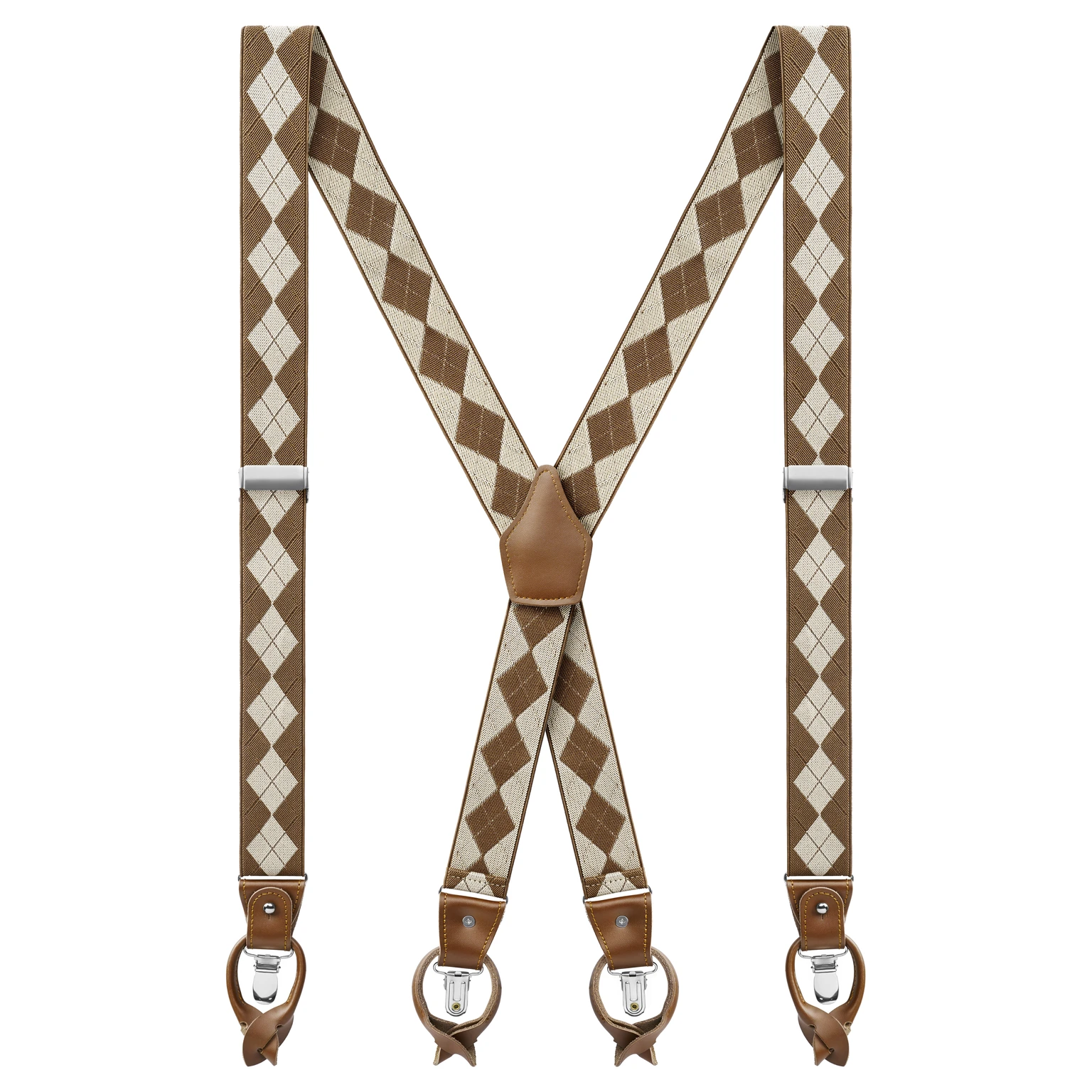 Vexel | Brown & Sand Diamond-Patterned X-back Braces Vexel | Brown & Sand Diamond-Patterned X-back Braces