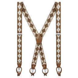 Vexel | Brown & Sand Diamond-Patterned X-back Suspenders