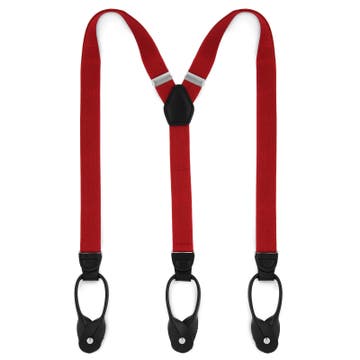 Slim Cherry Red Polyester Split Button Braces Slim Cherry Red Polyester Split Button Braces
