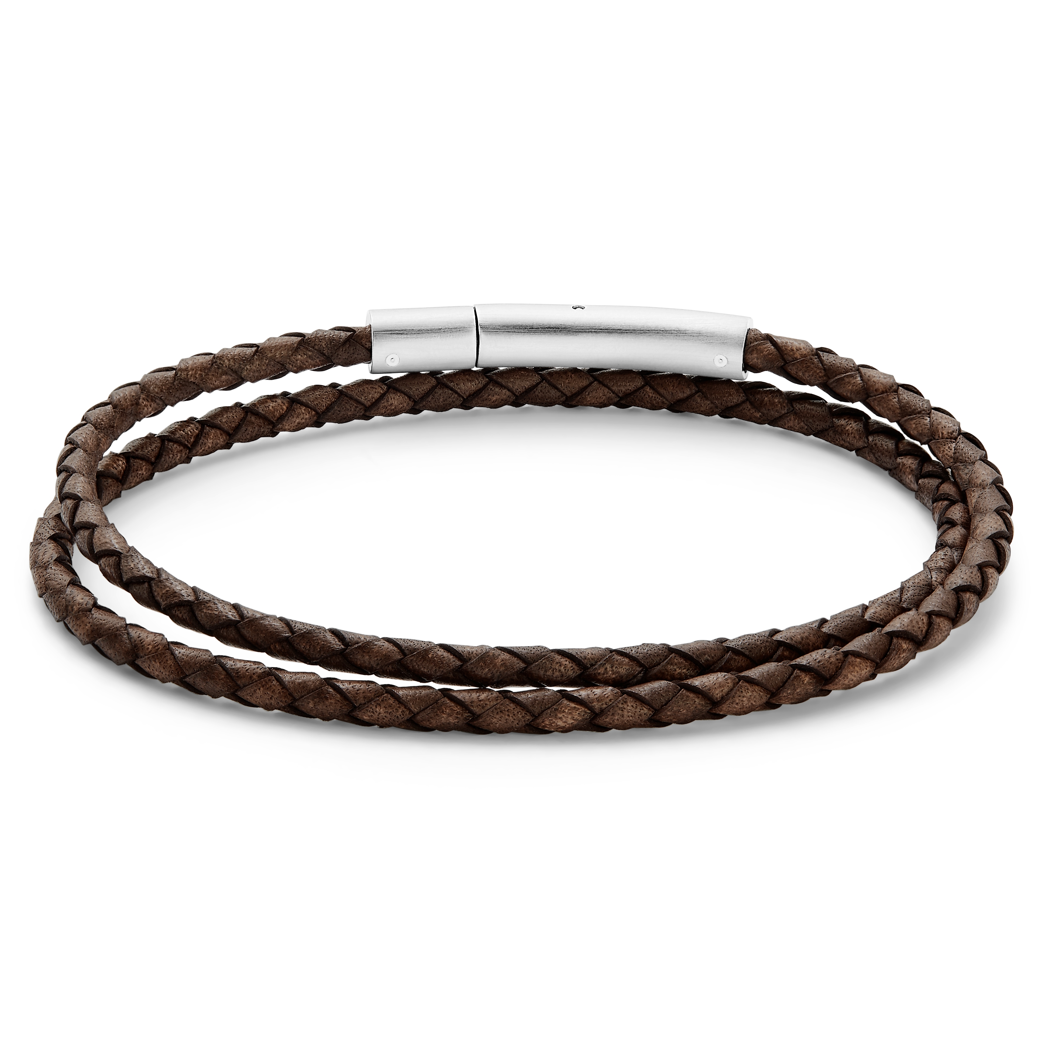 Collins 3 mm Brown Leather Wrap Around Bracelet - 6