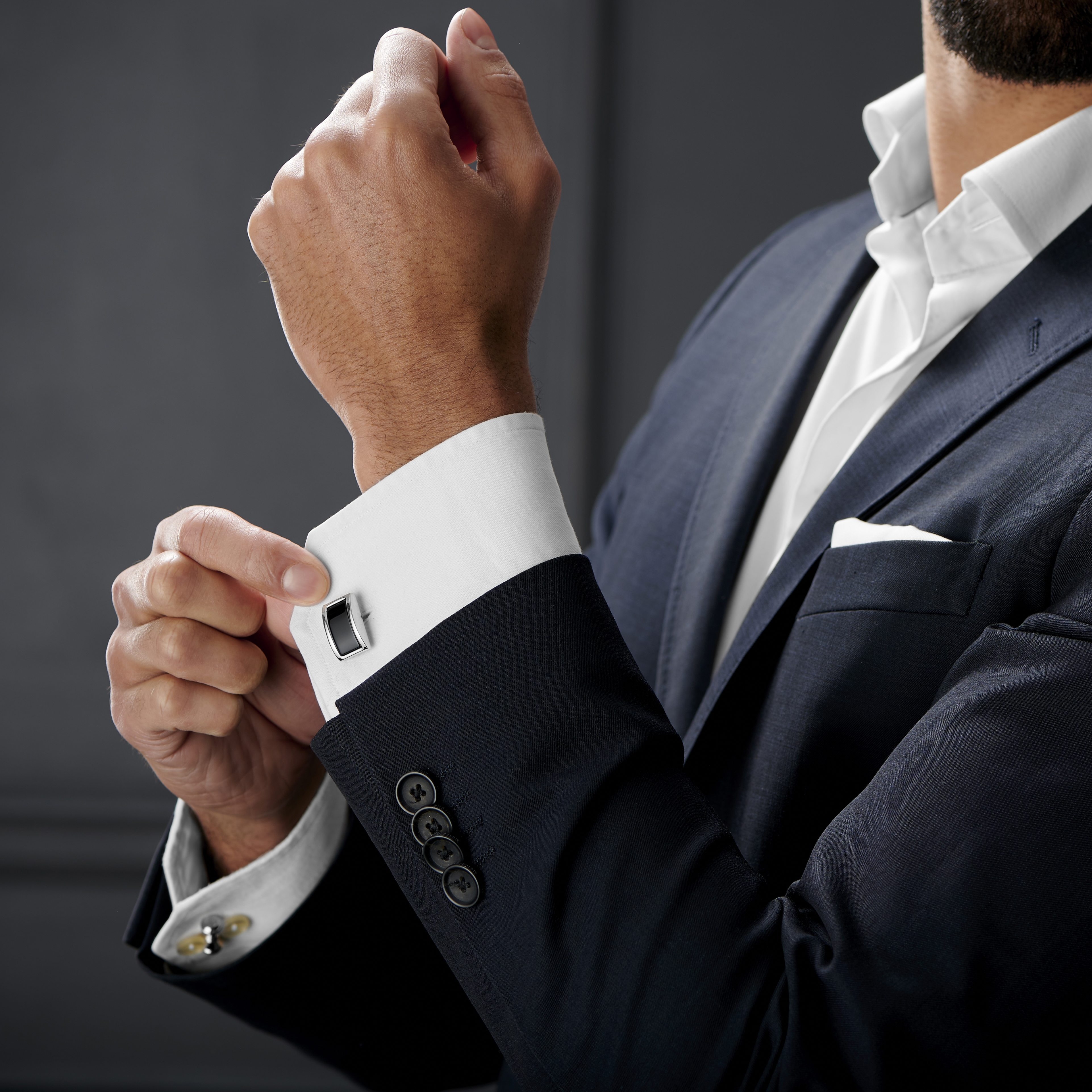 Black & Silver Chain Cufflinks - 5