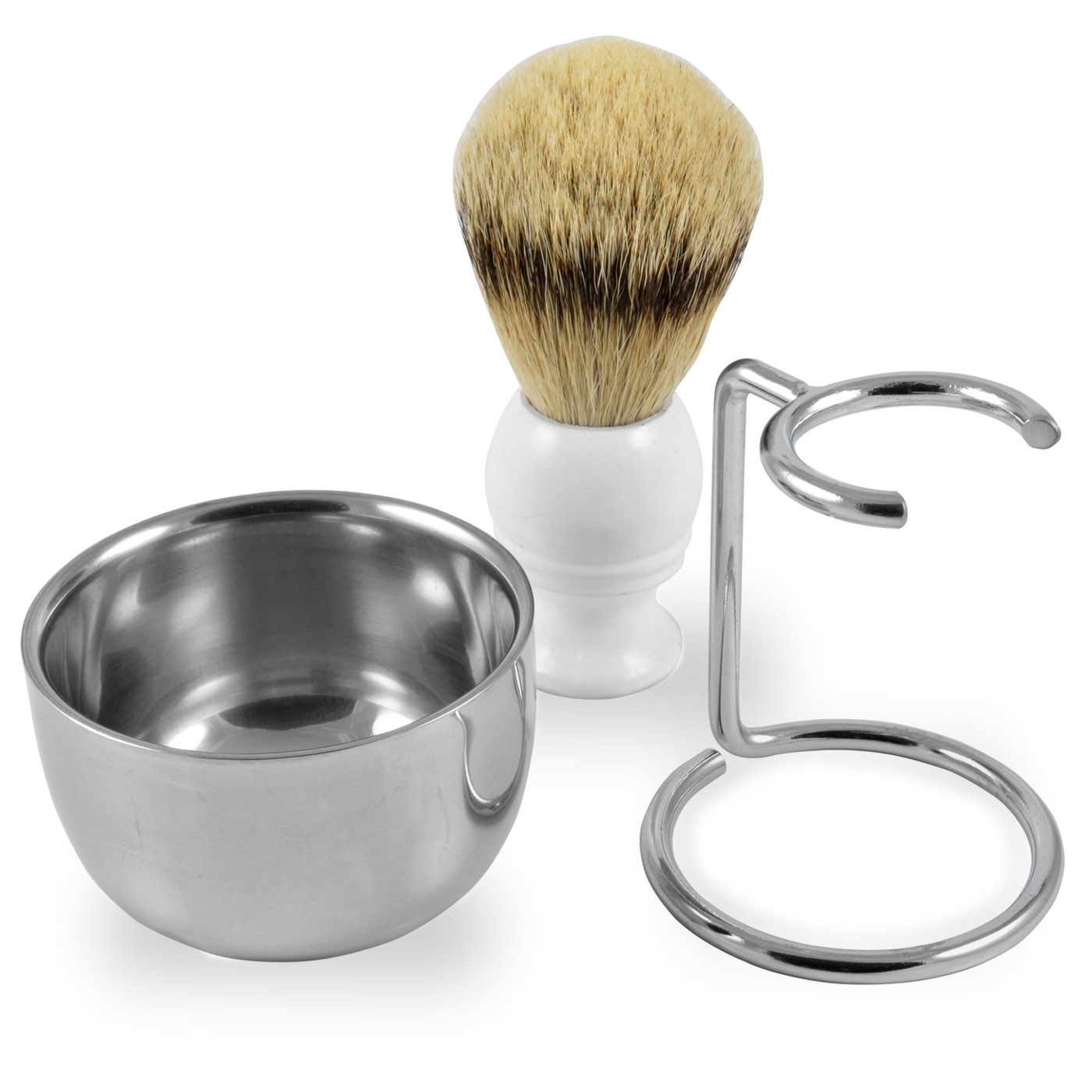 Weißes Silberspitz Dachshaar Rasierpinsel Set - 2