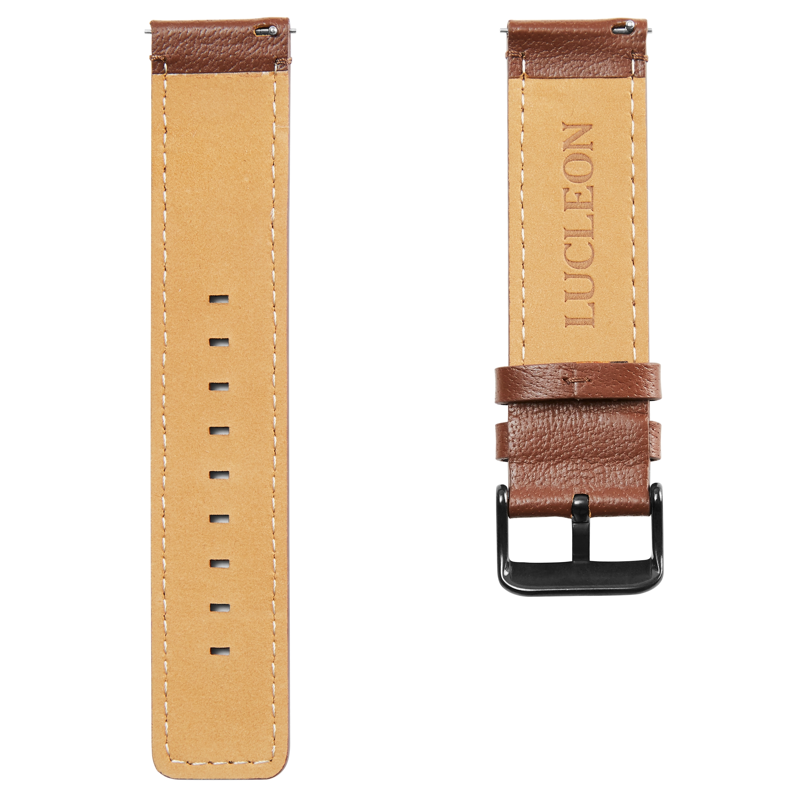 Tan Leather Watch Strap with Black Buckle - 3
