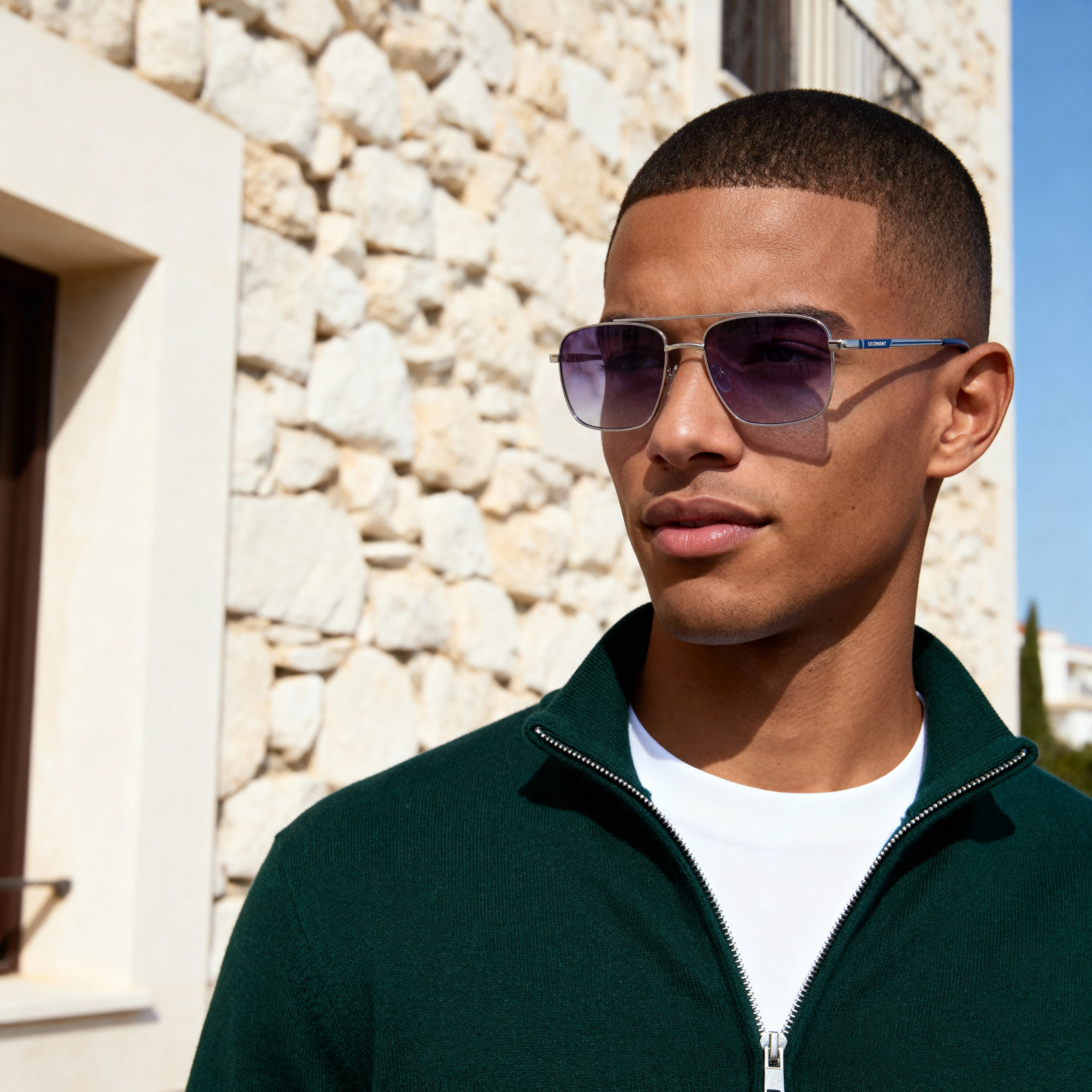 Polarizētas kvadrātveida formas aviator stila saulesbrilles sudraba krāsā - 3