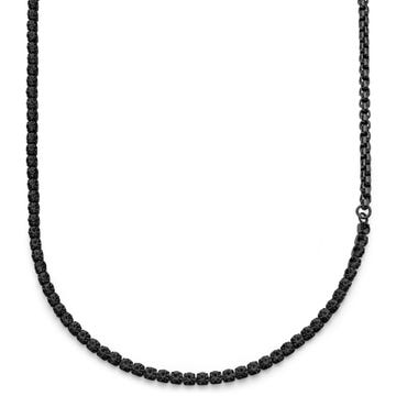 Amager | Colier negru cu lanț din oțel inoxidabil cu zirconiu