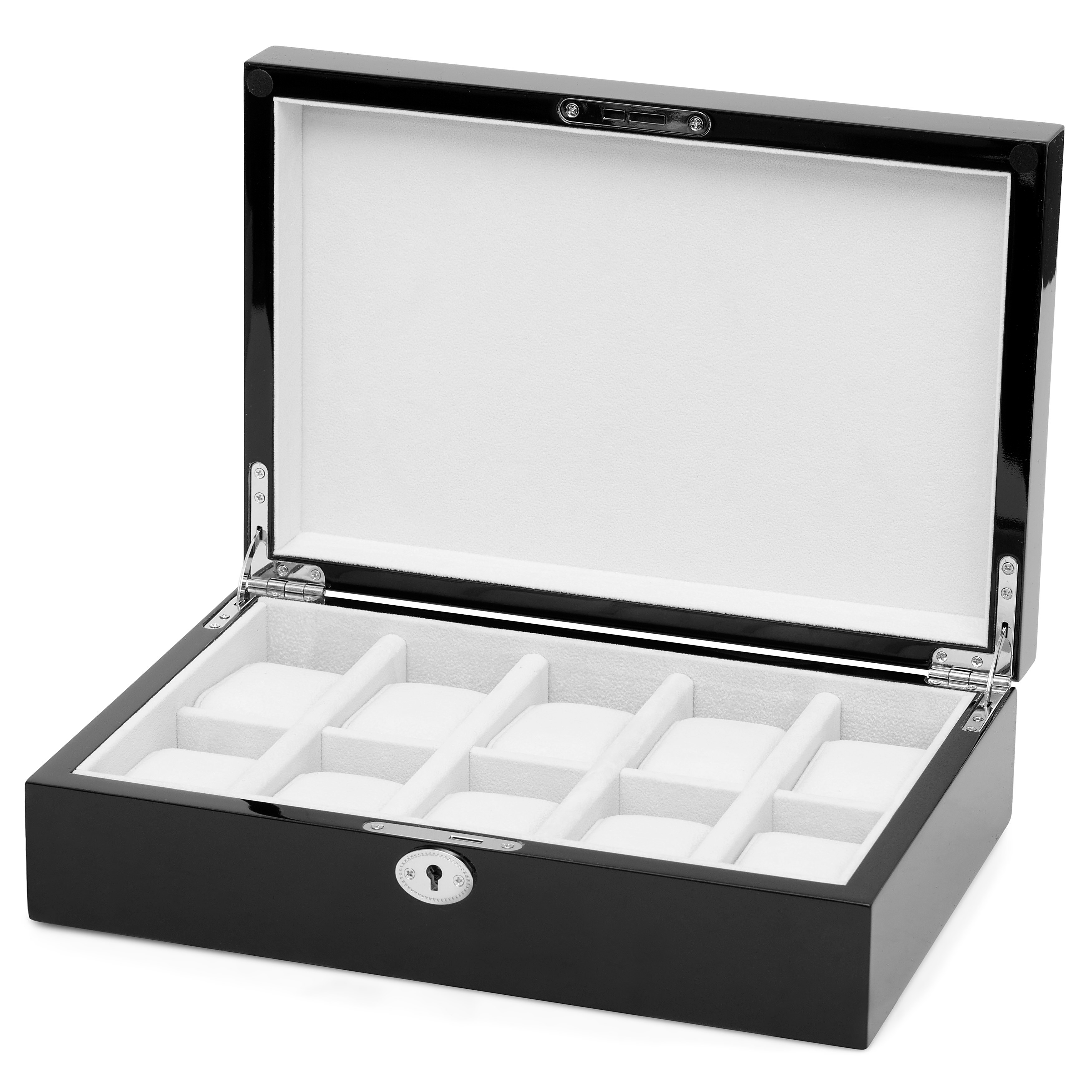 Glansig Svart Klocklåda i Trä - 10 Klockor - 2