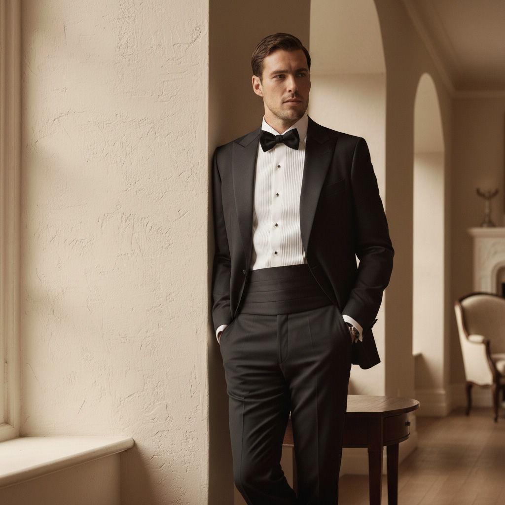 Shiny Black Basic Cummerbund - 3