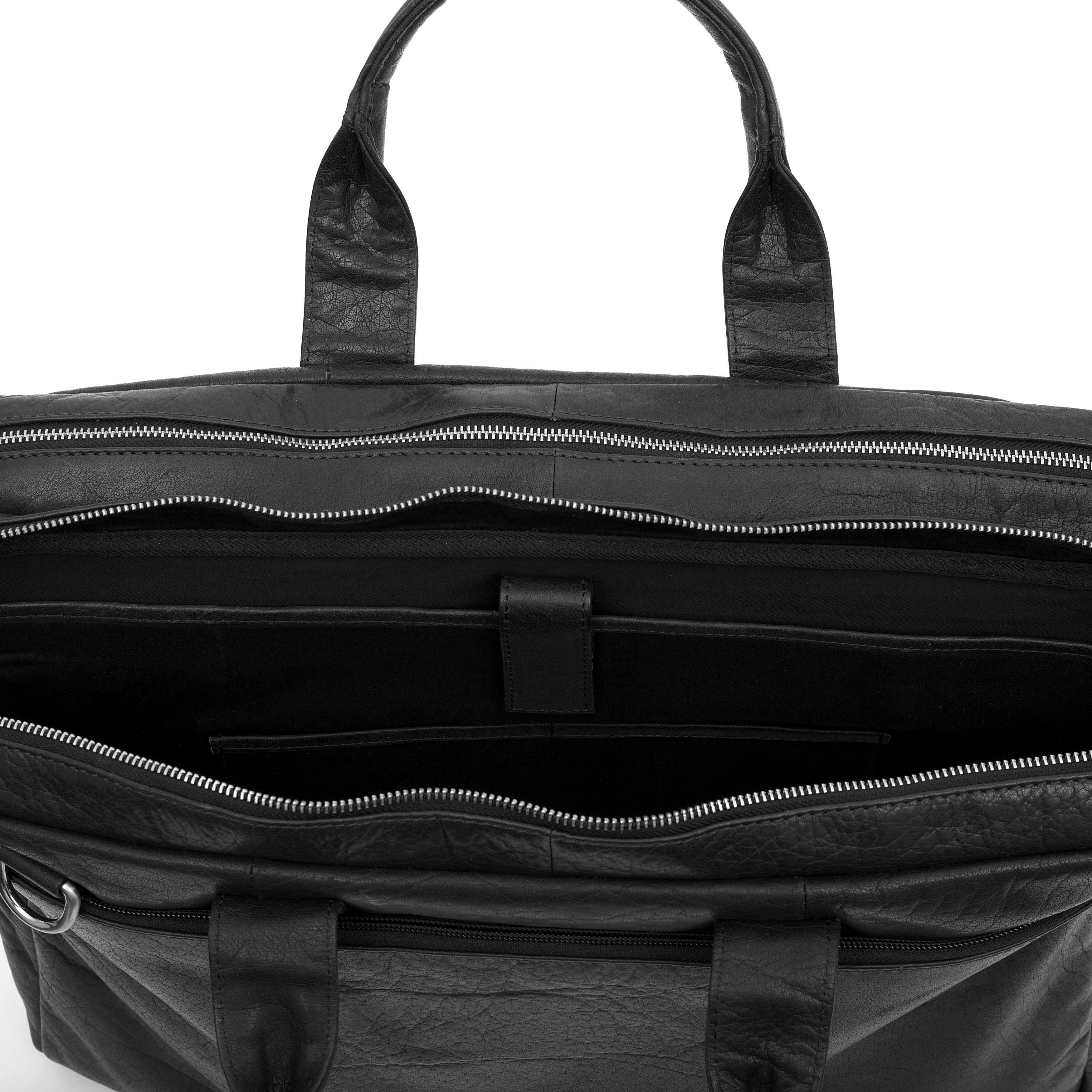 Montreal Extra Große Schwarze Leder-Laptop-Tasche - 10
