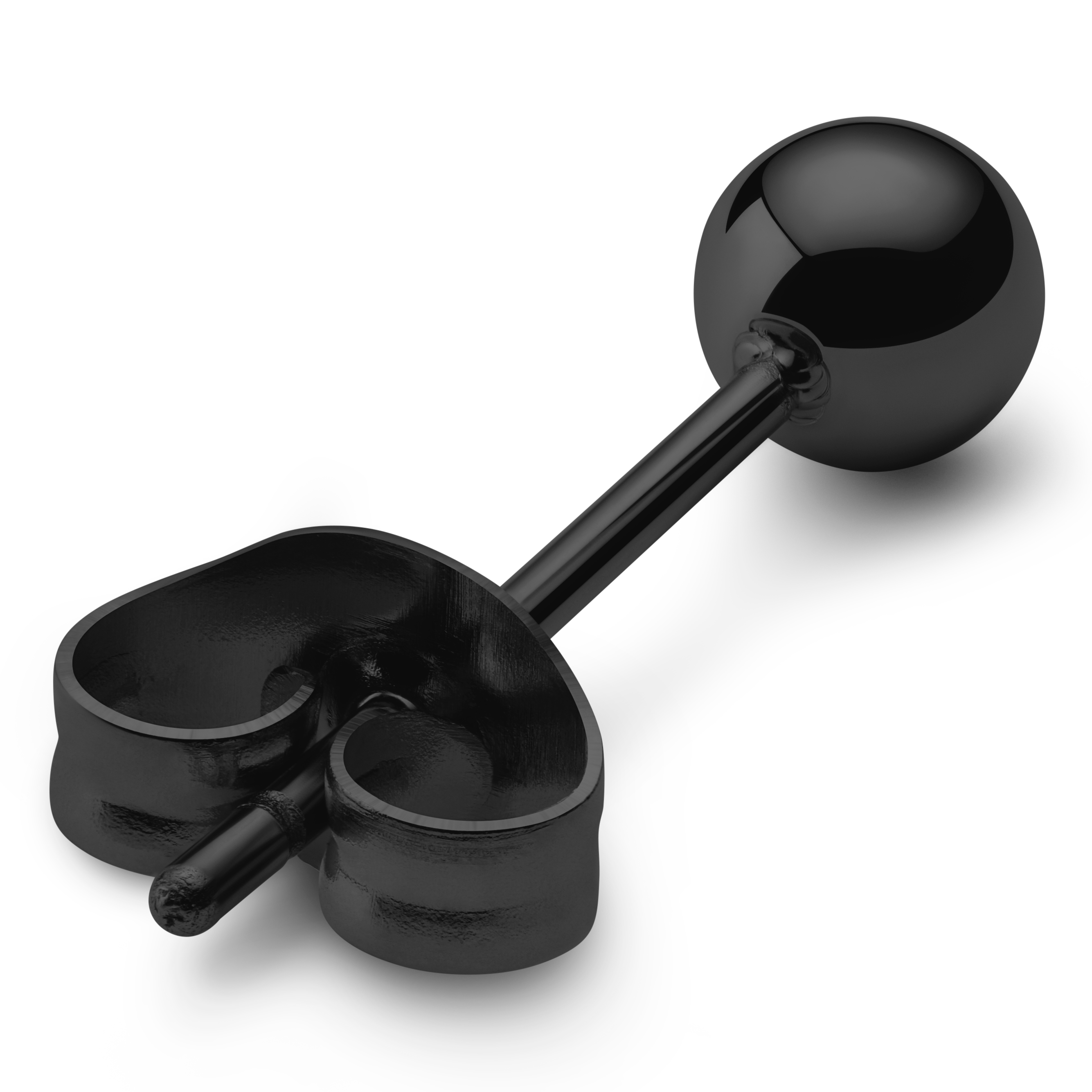 Clou d'oreille en acier inoxydable noir ''Boule'' 4 mm - 2