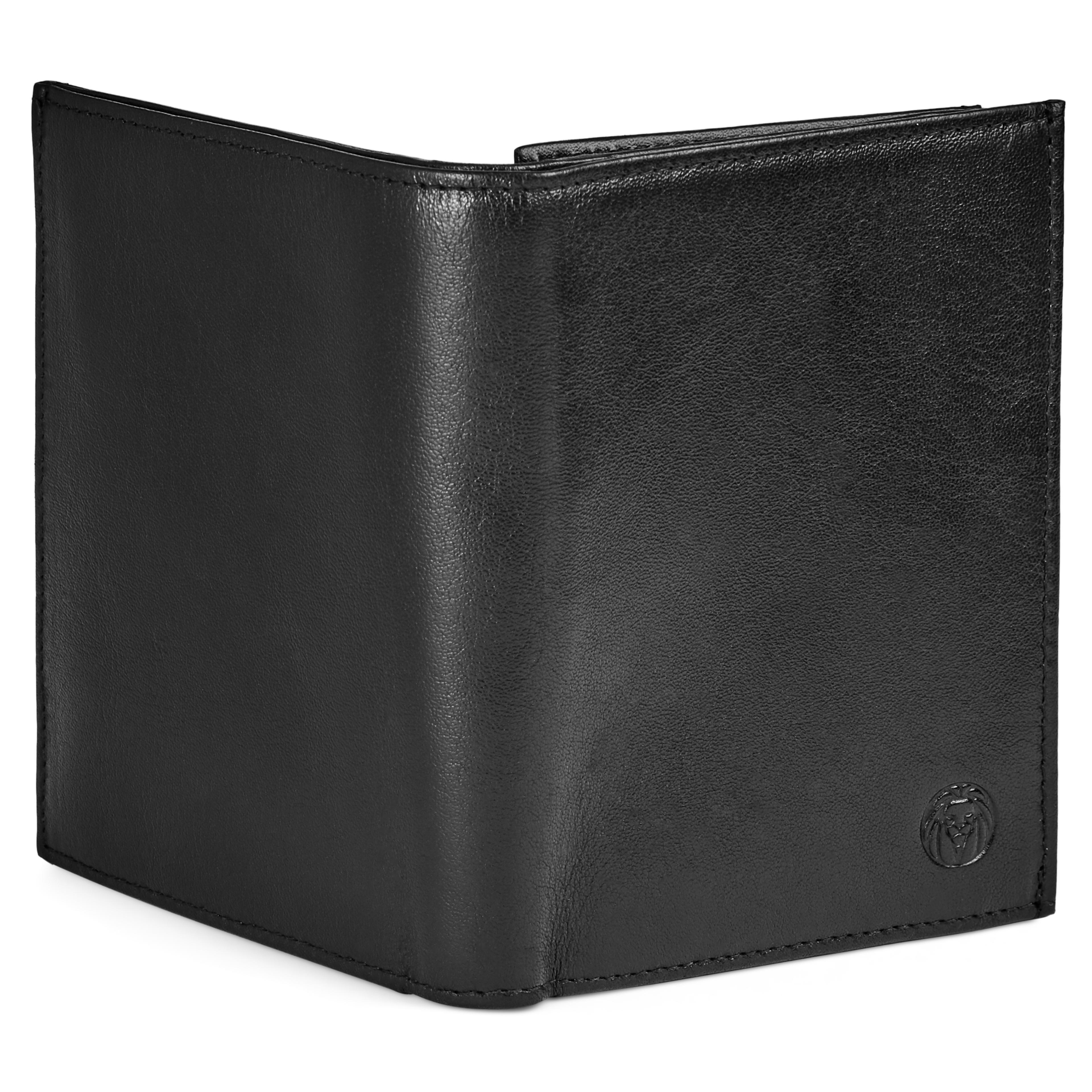 Marshal Men's Genuine Leather Trifold Wallet - Black, Slim With 8 Credit Card Slots & ID Window - Perfect Gift, New With Tags