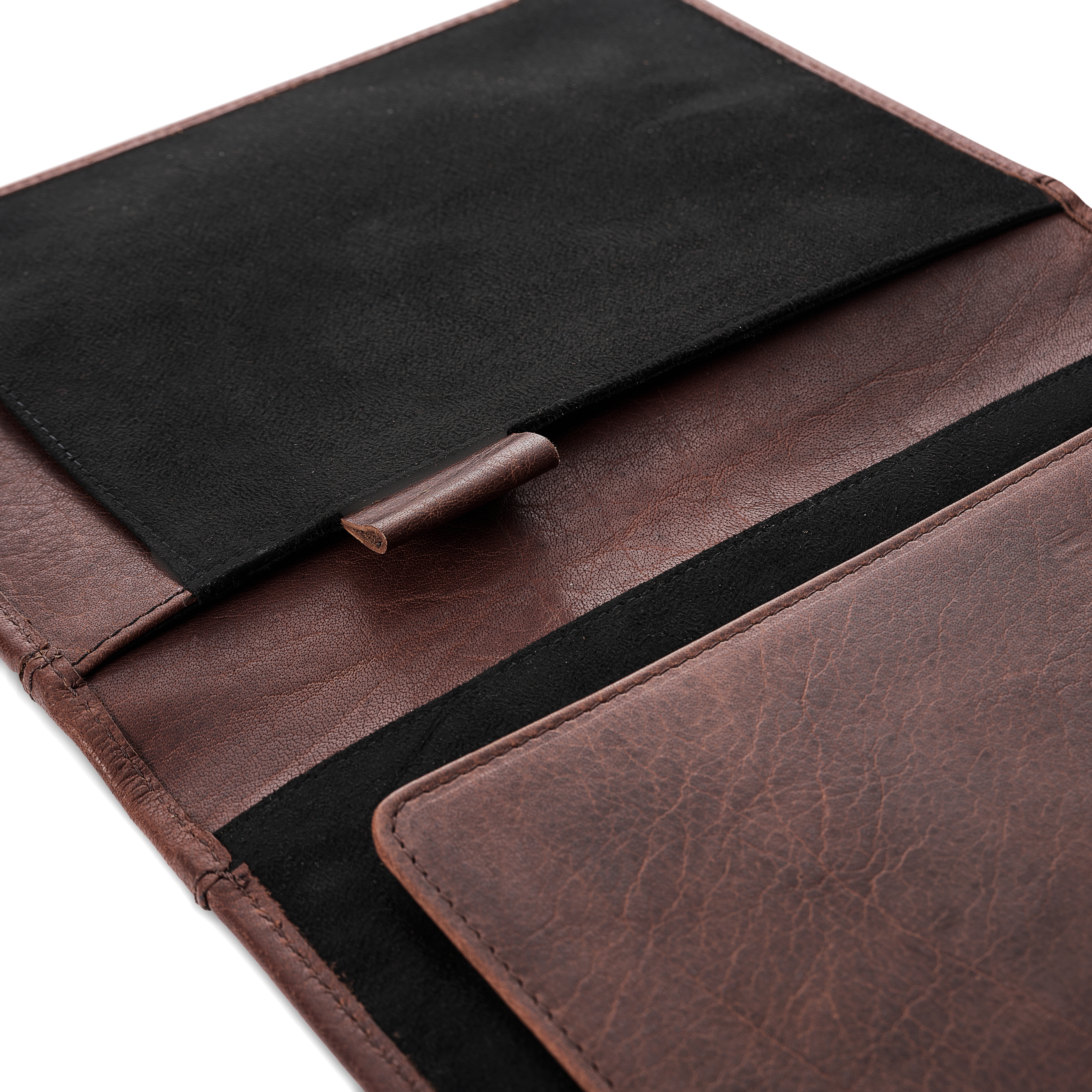 Brown Refillable Buffalo Leather Notebook & Journal Cover with Card Holder - 6