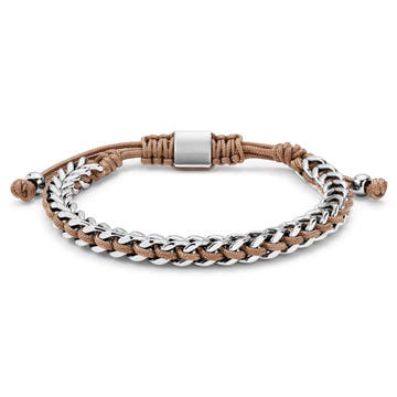 Stainless Steel & Beige Nylon Bracelet Stainless Steel & Beige Nylon Bracelet