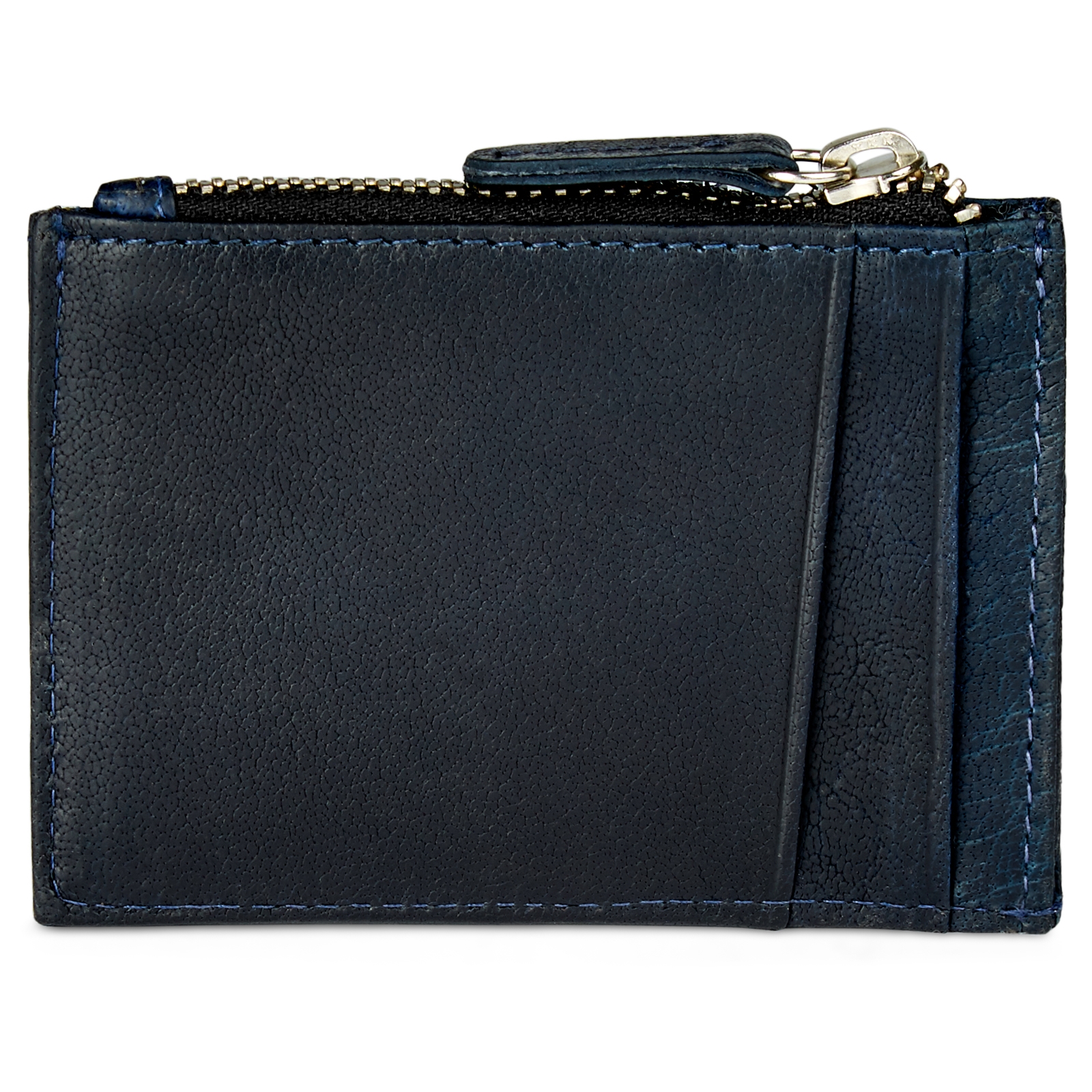 Cartera de cuero mini azul marino RFID Montreal - 4