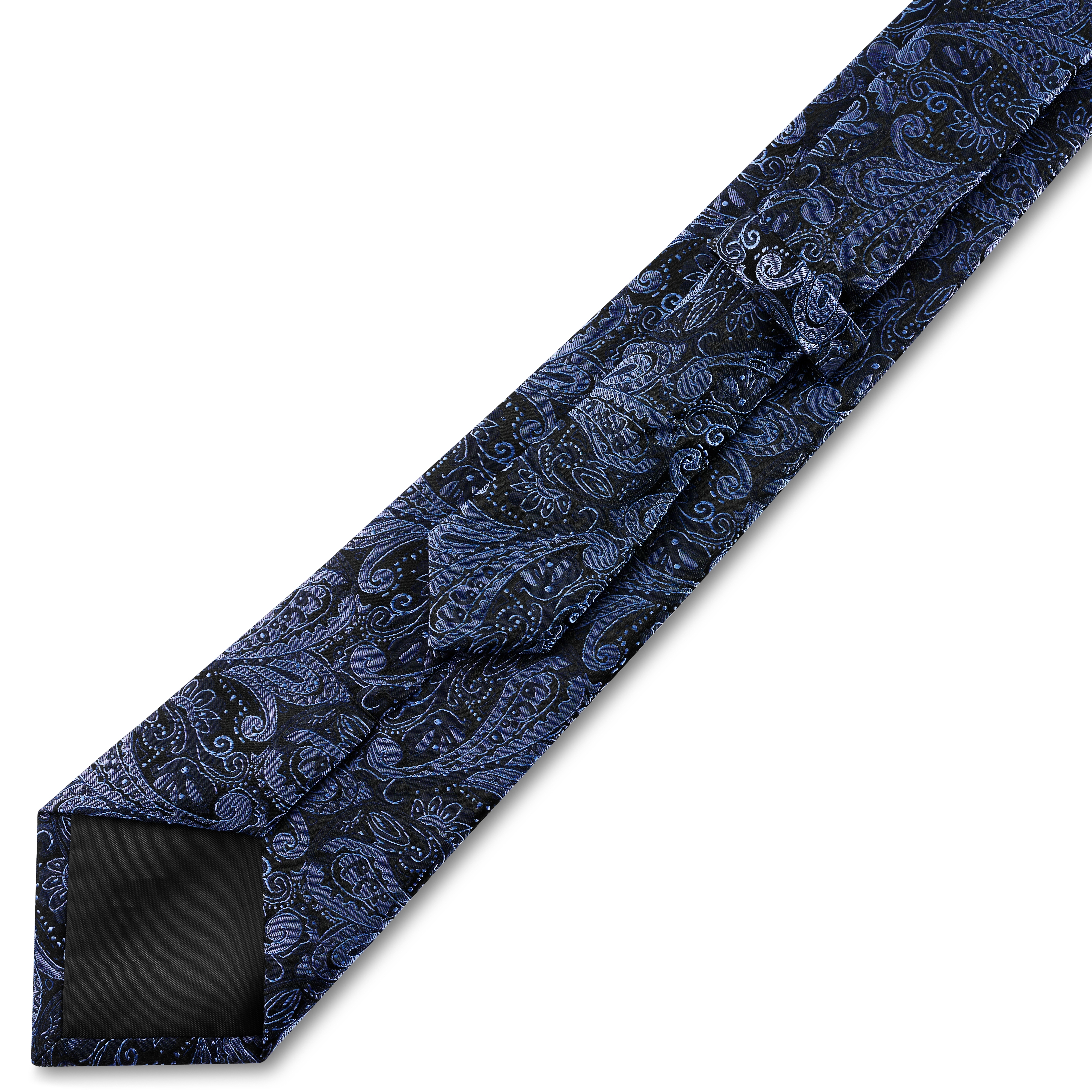 Marineblaue und hellblaue Seidenkrawatte mit Paisley-Muster | 8 cm - 5